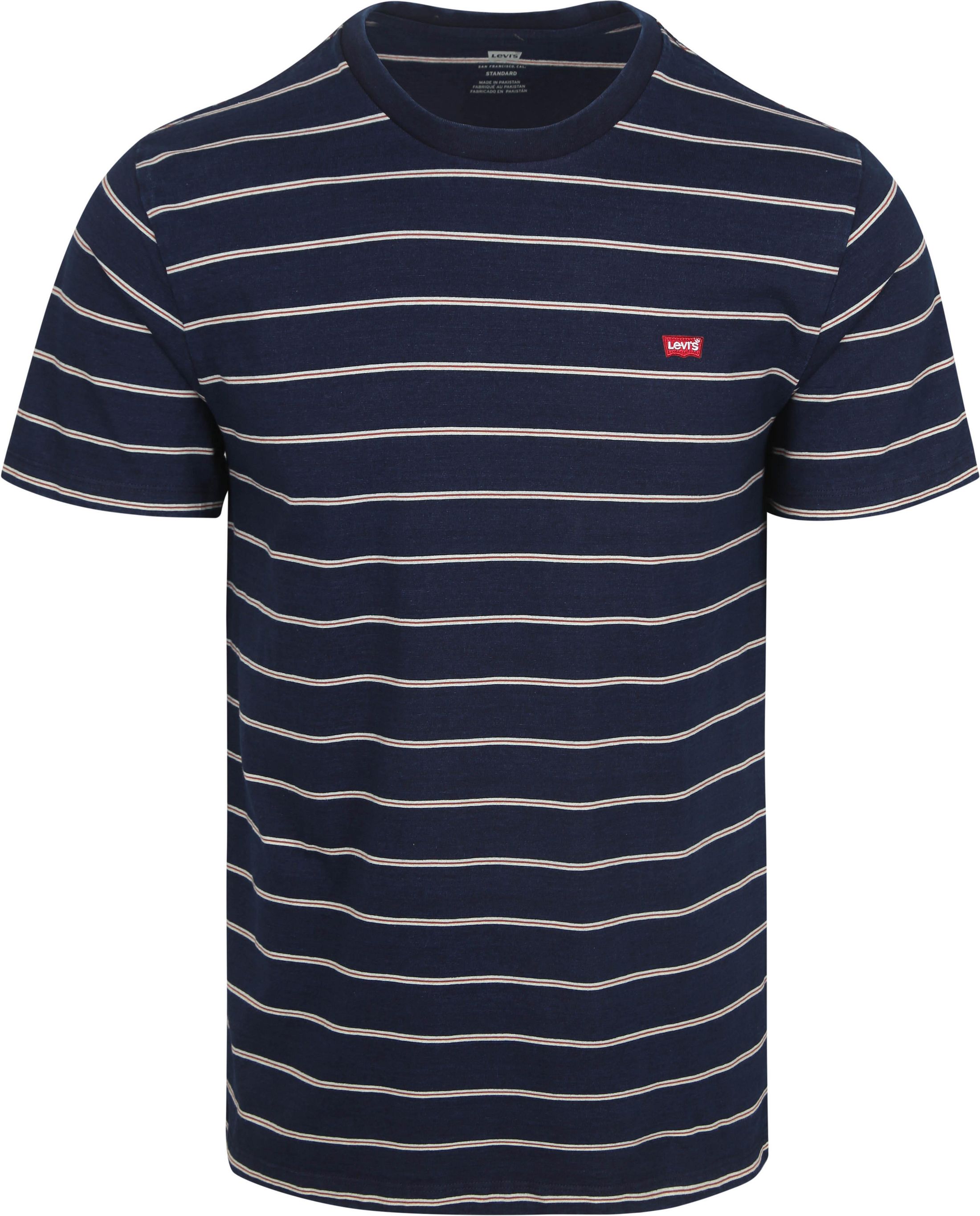 Levi's T-skjorte Striper Marineblå Blå Mørkeblå Størrelse M