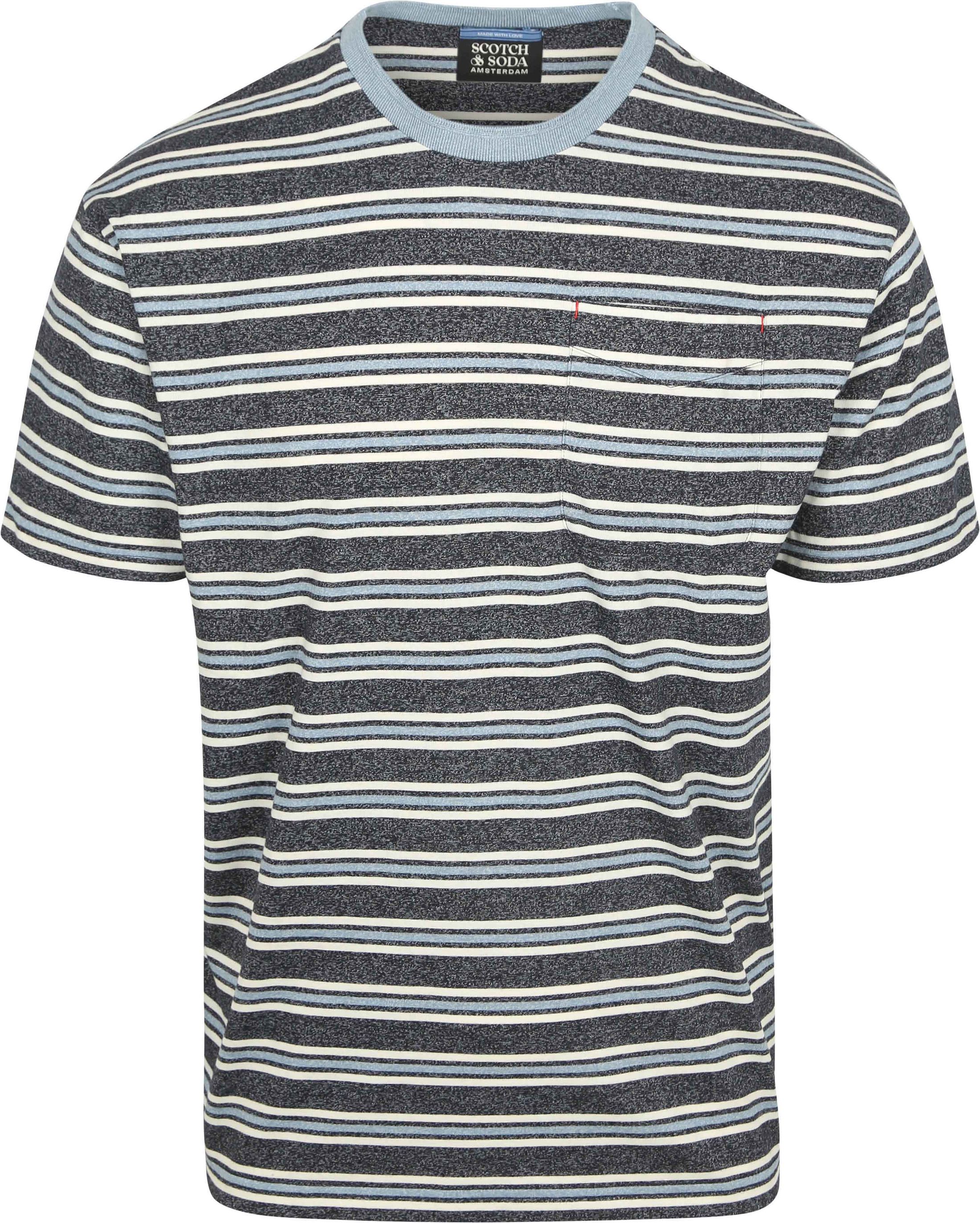 Scotch And Soda T-shirt Streep Blauw 181305-410 kopen | Suitable