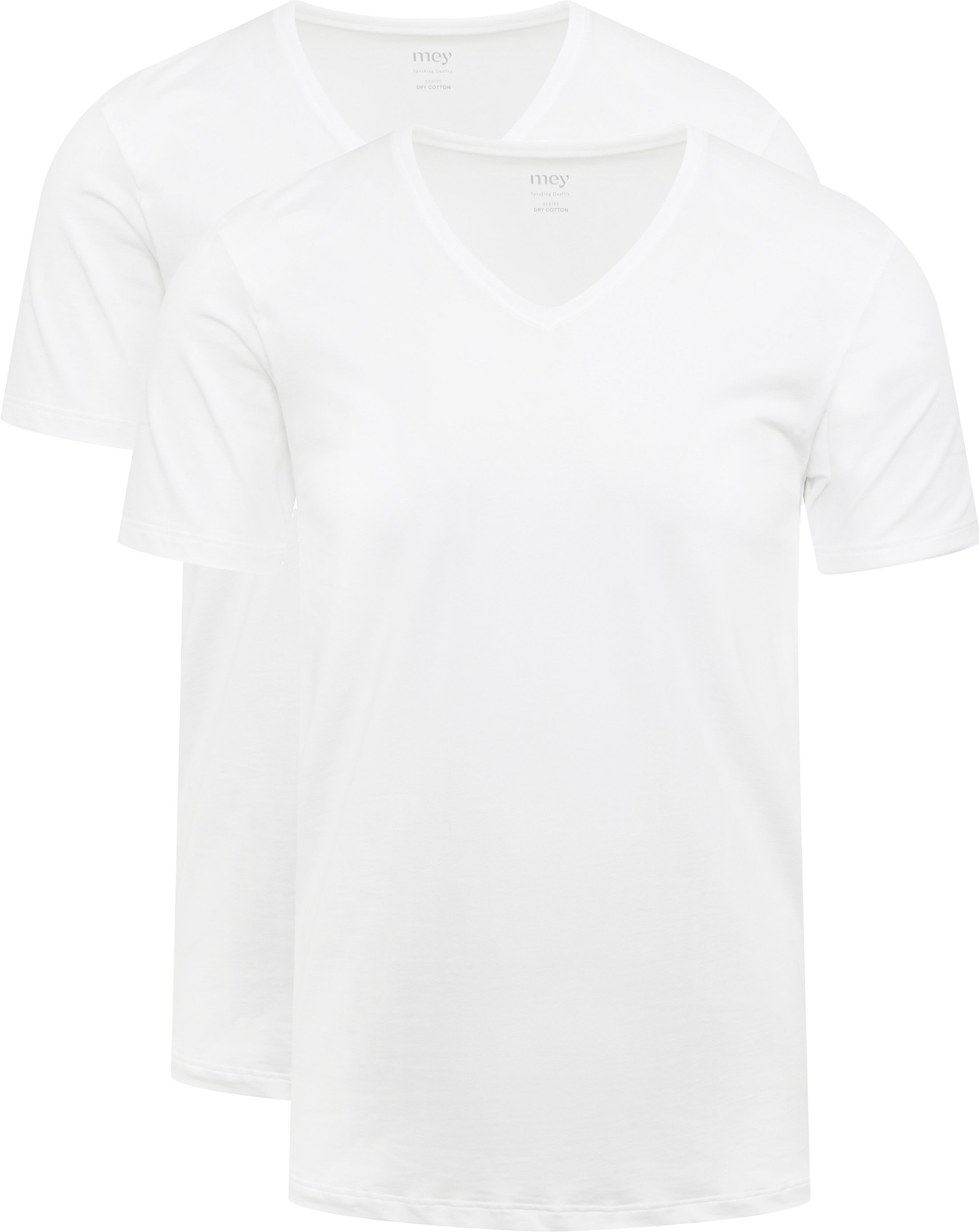 Køb Mey V-hals Dry Cotton T-shirt Hvid 2-Pack 46007 | Suitable