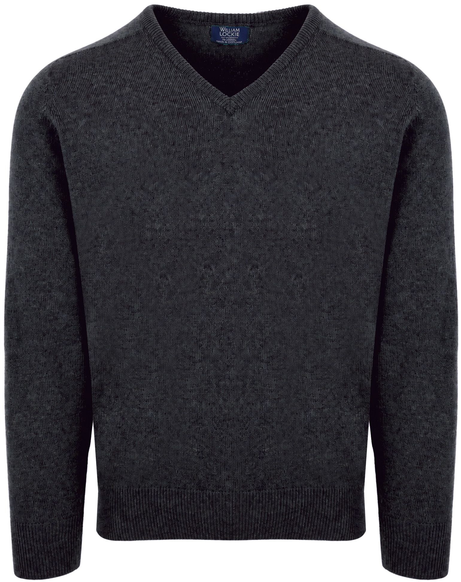 William Lockie V-Neck Lambswool Charcoal Grey WG14034-16cm-Charcoal order online | Suitable