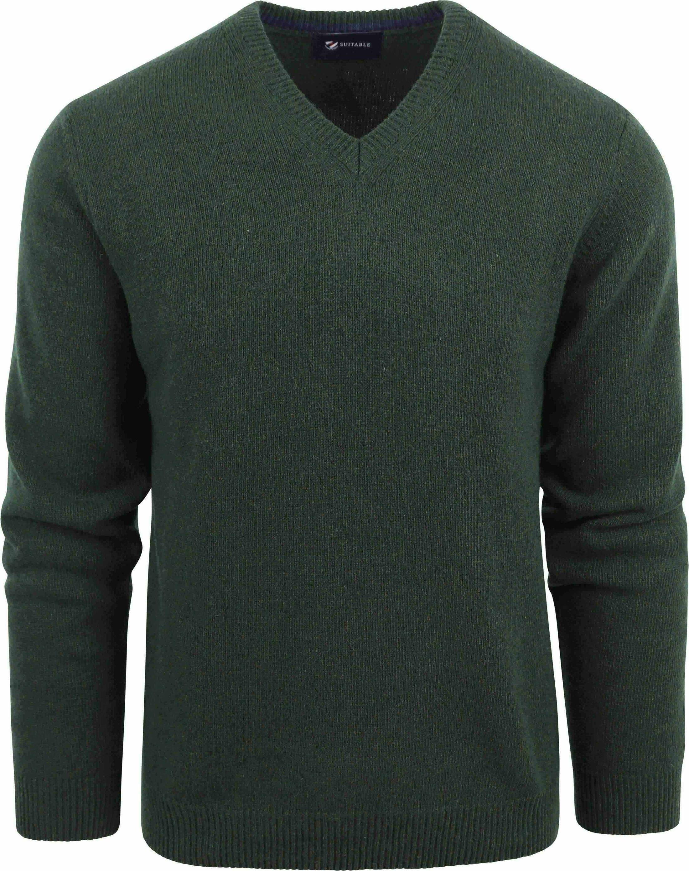Suitable Lammwolle Pullover V-Ausschnitt Dunkelgrün kaufen | LMBS-V-23 kl 65646 forrest green | Suitable