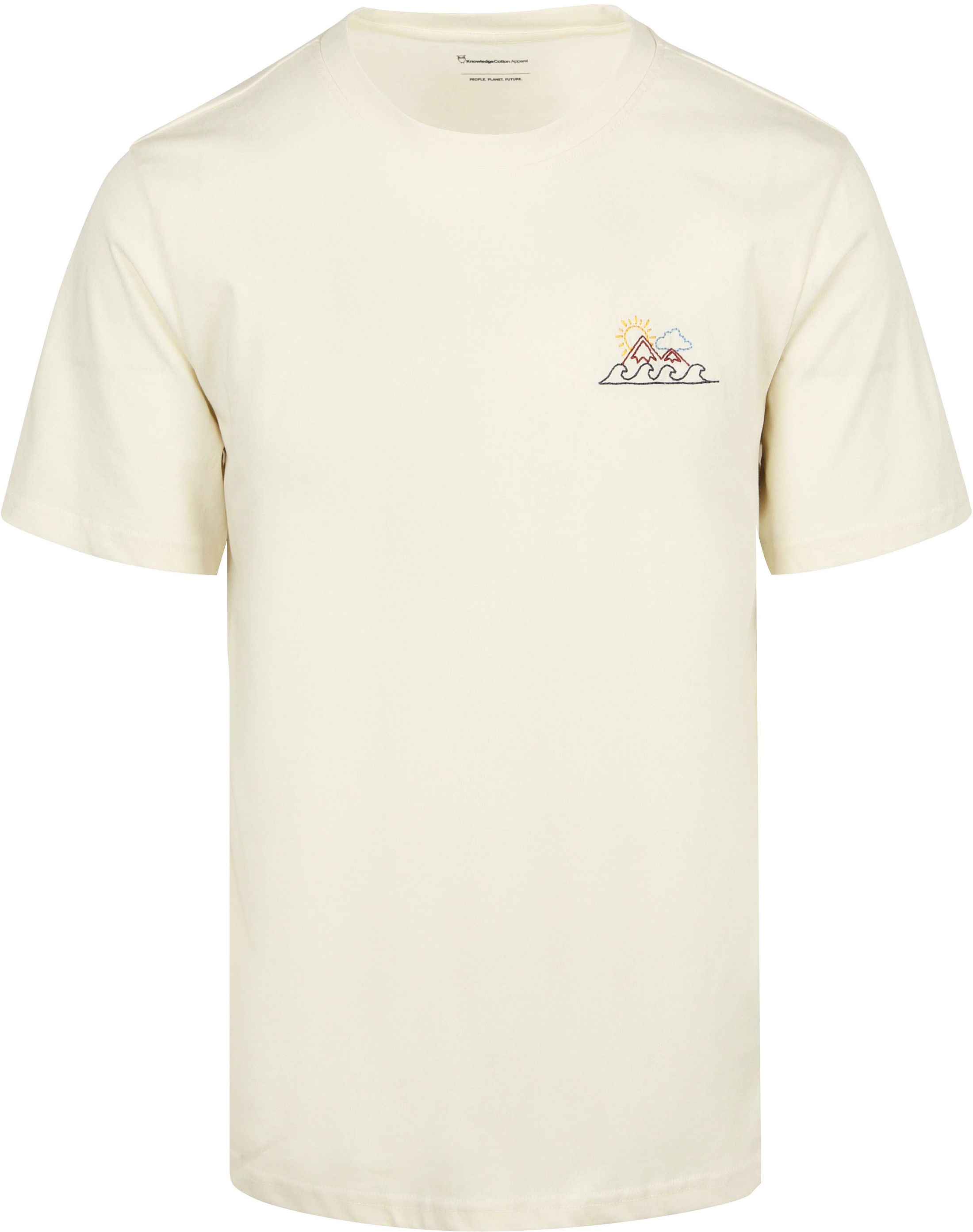 KnowledgeCotton Apparel T-shirt Vit Tryck på bröstet