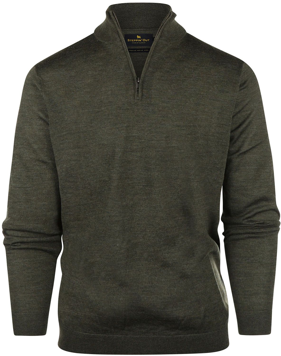 Steppin' Out Half Zip Trui Merinowol Olijfgroen SM1204.0001-5101 kopen | Suitable