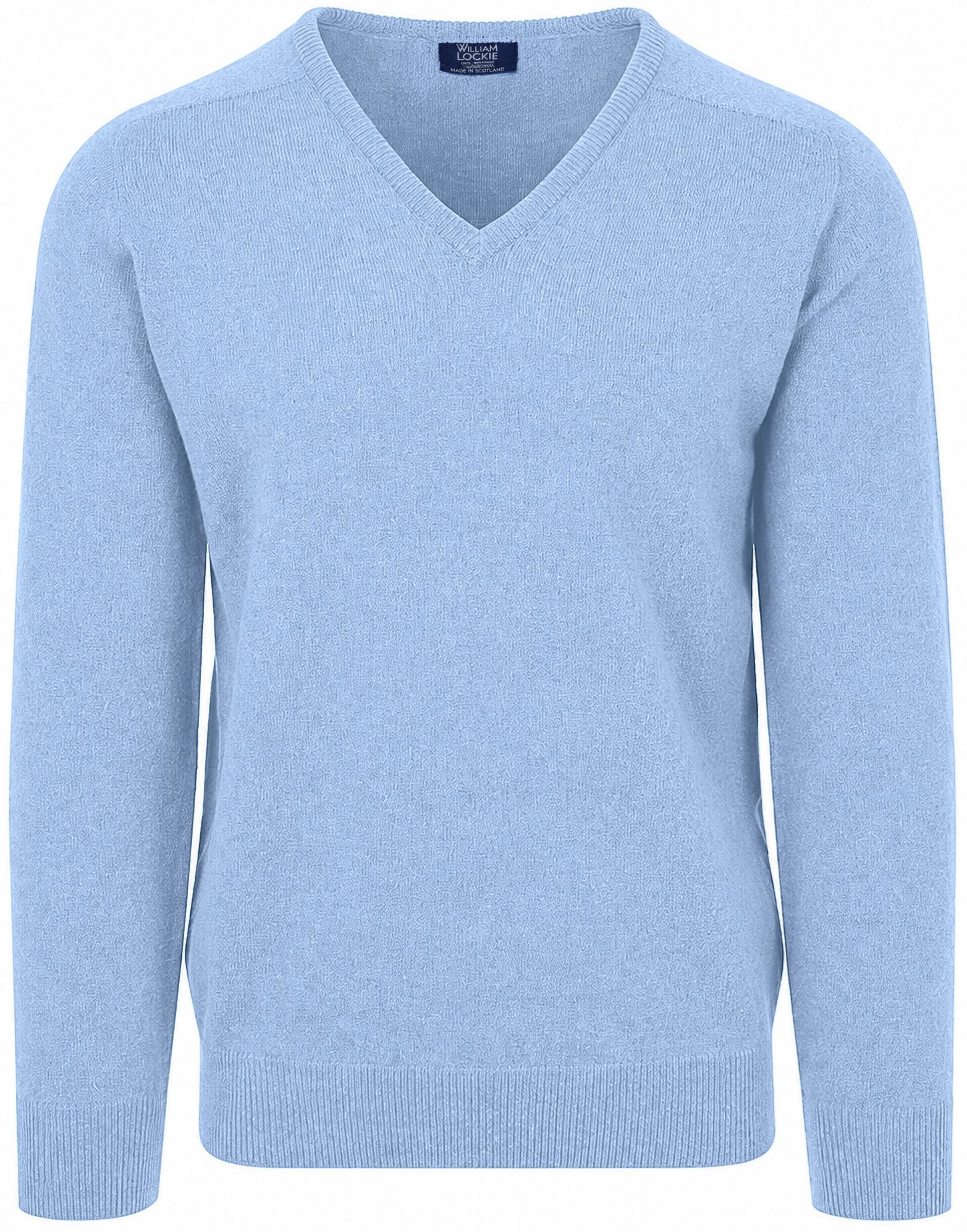 William Lockie V-Neck Lambswool Glacier Blue WG14034-16cm-Clacier order online | Suitable