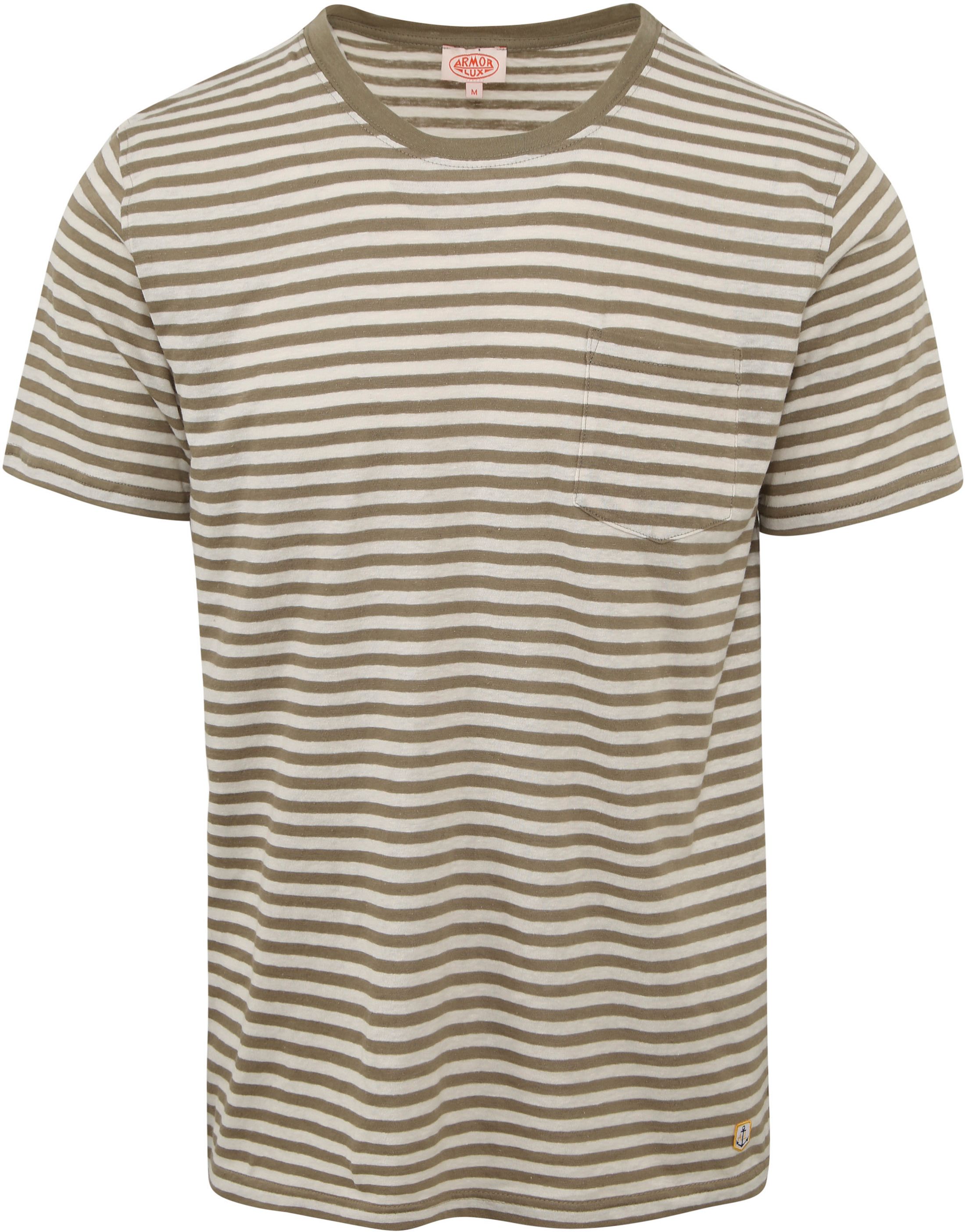 Køb Armor-Lux T-shirt i grønne linnedstriber 76023-KTP | Suitable