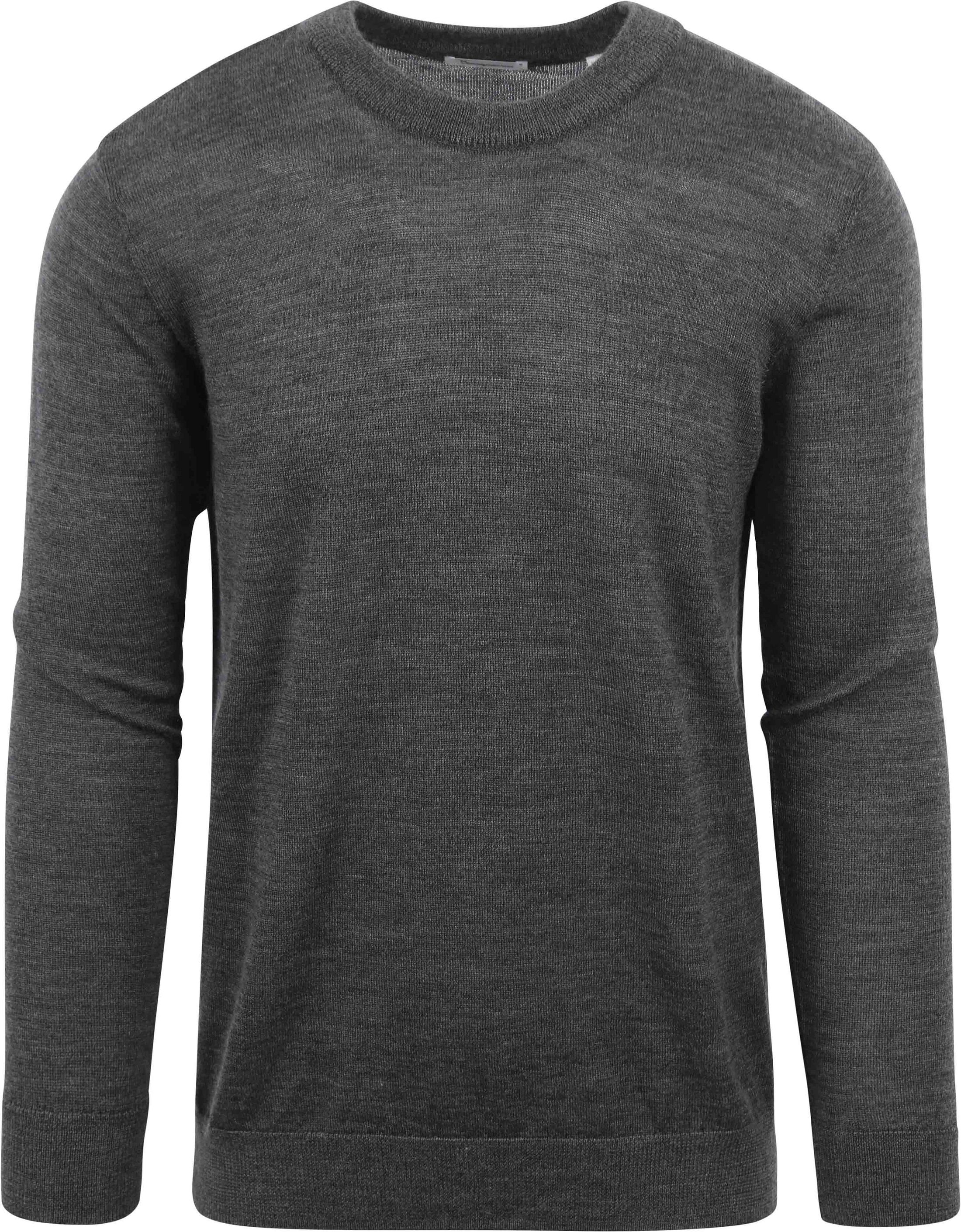 KnowledgeCotton Apparel Tröja i ull Antracit 1080068