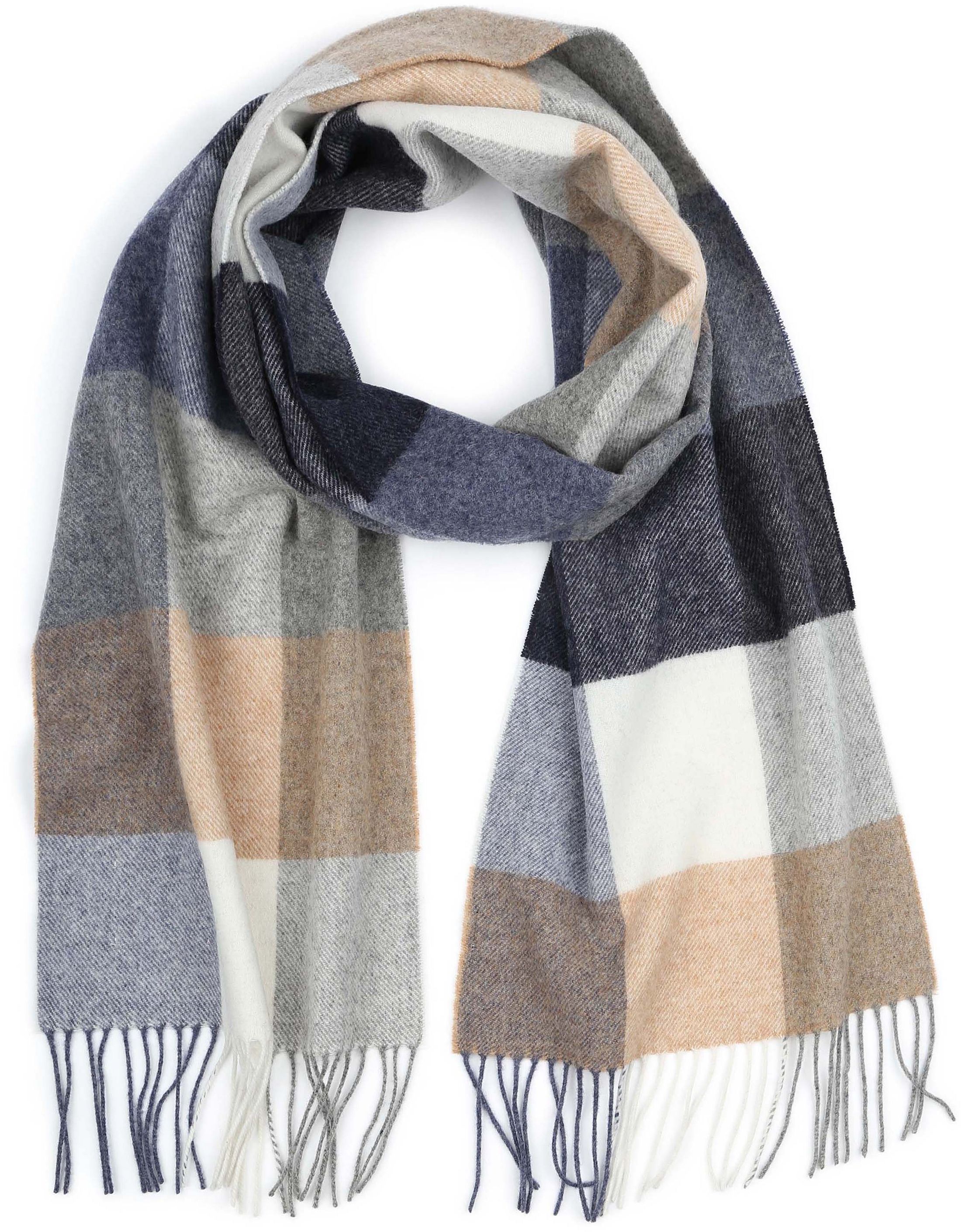 Profuomo Scarf Wool Checks Blue Grey Beige PPWS30004C-M order online | Suitable