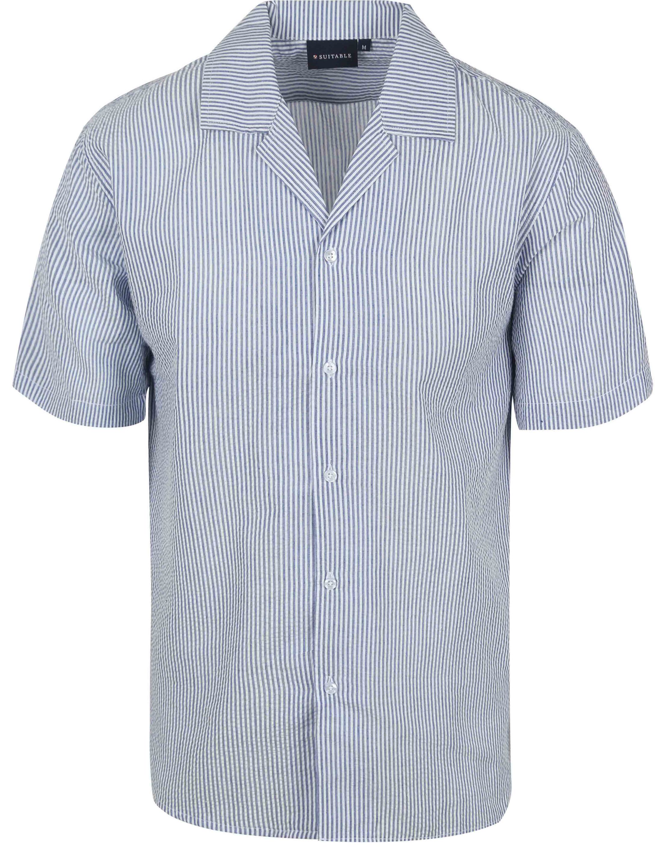 Suitable Short Sleeve Shirt Stripe Seersucker Light Blue SH-BEACH-ST-25.01 BLUE order online | Suitable