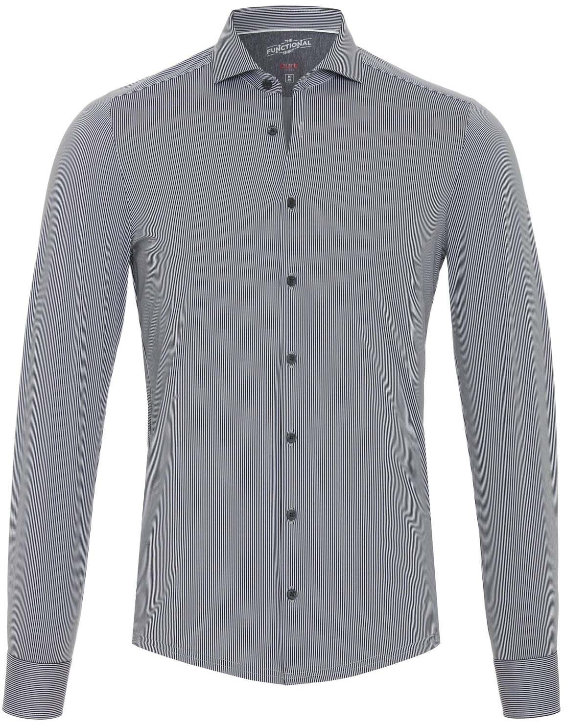 Pure Funktionell Skjorta Randig Svart 4028-21750-060