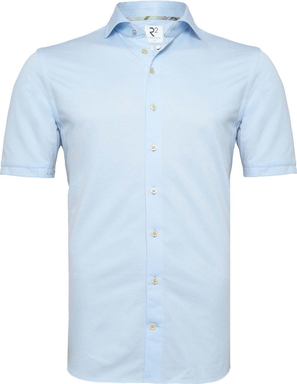 R2 Japansk Strikket Skjorte Med Korte Ermer Lyseblå 129.WSPSS.001-018