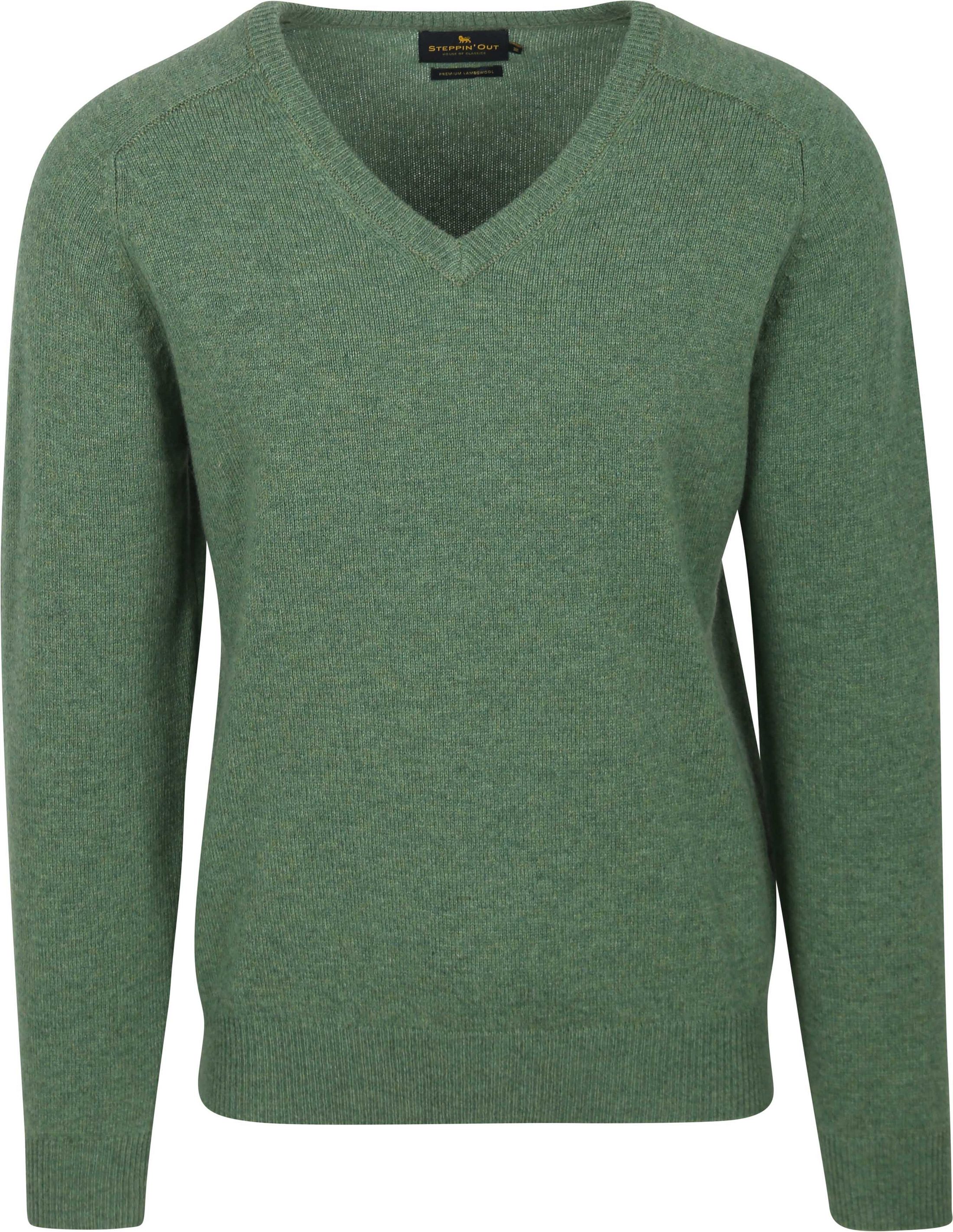 Steppin' Out Pull Col-V Laine Laine D'Agneau Vert Mid  SM1201.0004-5002 commander en ligne | Suitable