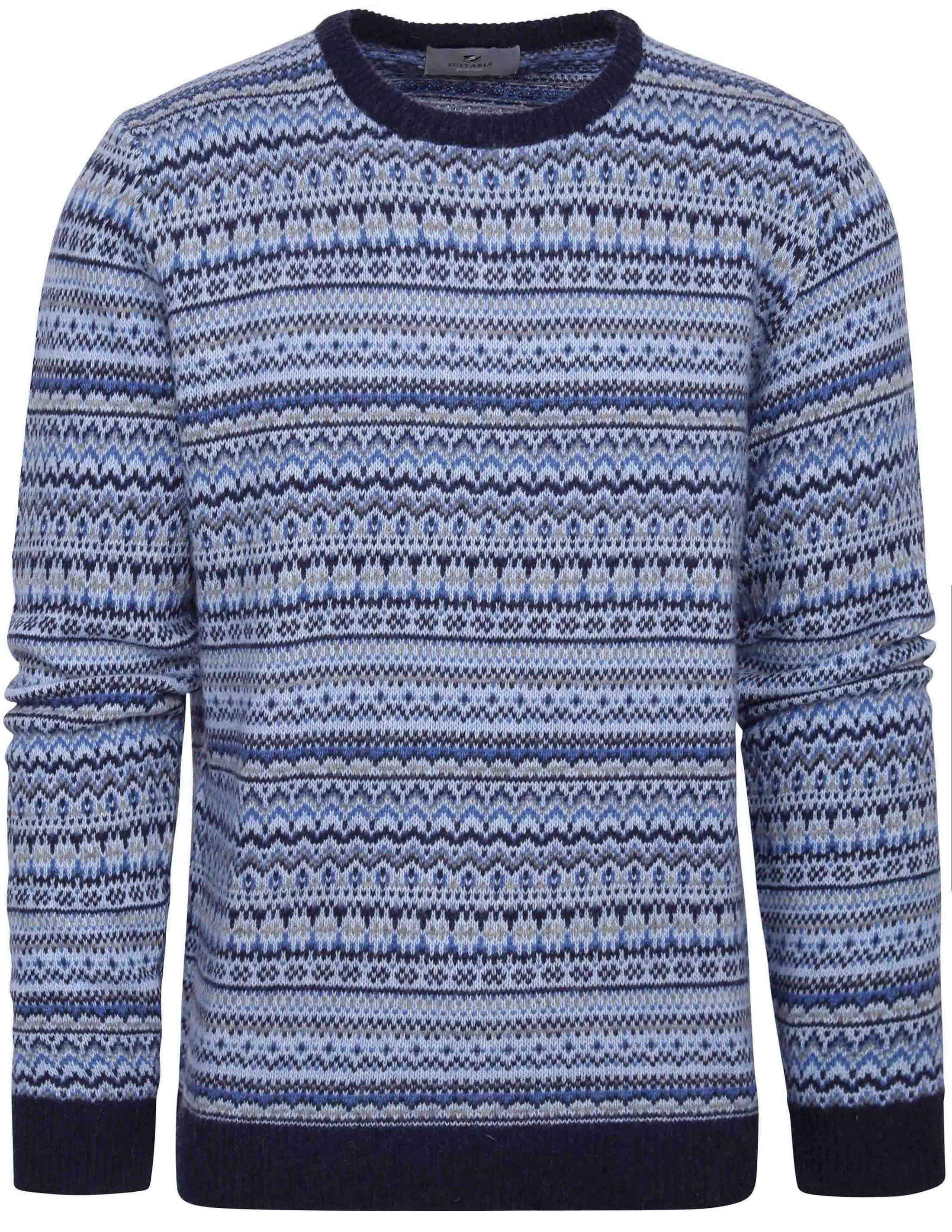 Suitable Prestige Fair Isle Pullover Blauw 22U10782 - Fair Isle - Pull Crewneck kl navy kopen | Suitable