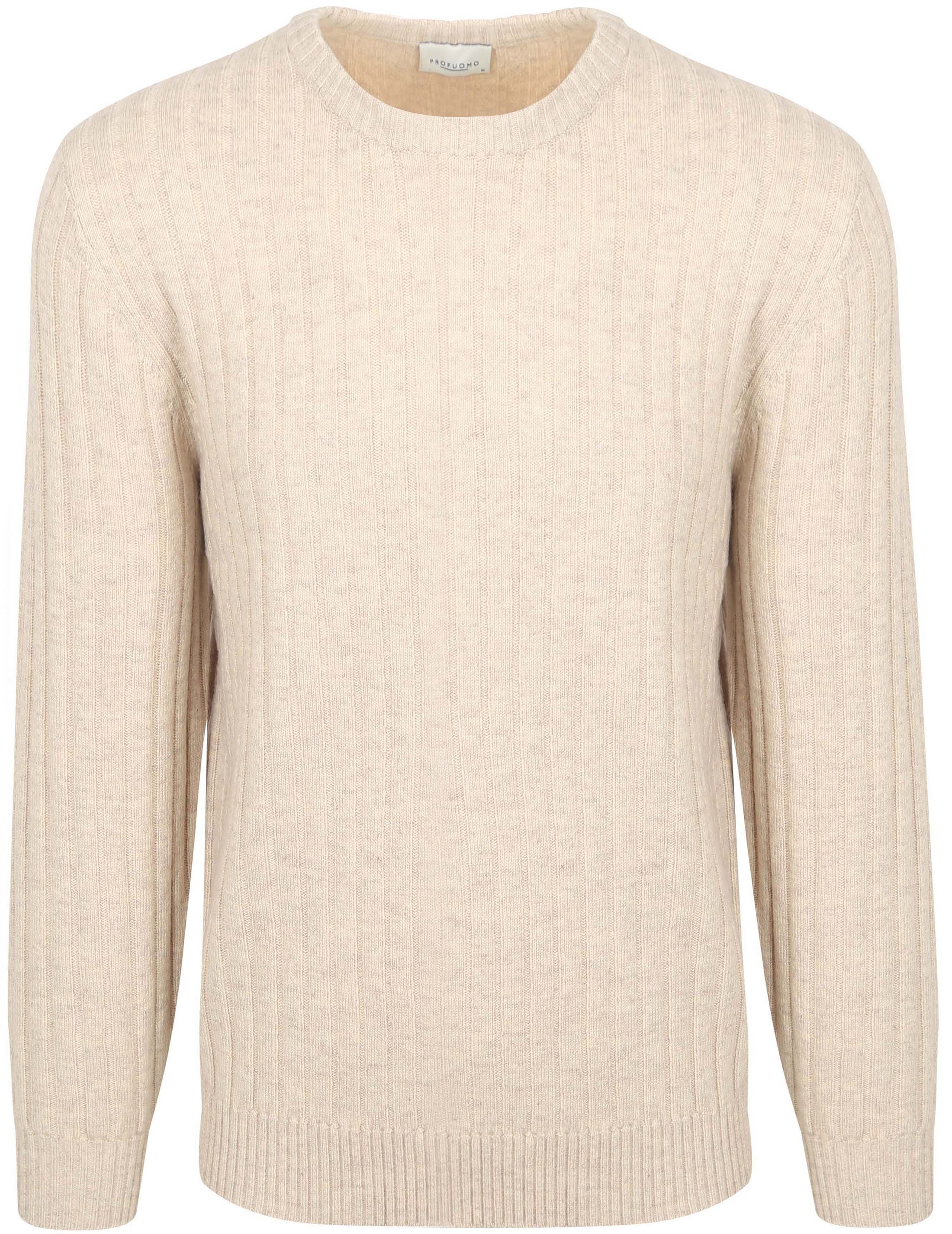 Profuomo Pullover Rib Wol Blend Sand PPWJ30020B-F5 kopen | Suitable