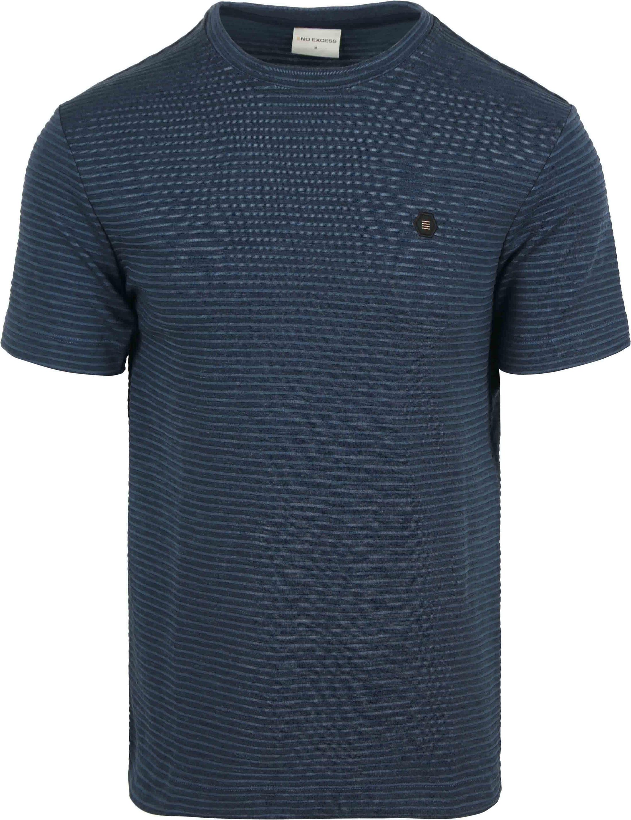 No Excess Fløyelsstripet T-skjorte i Navy 27360391-096