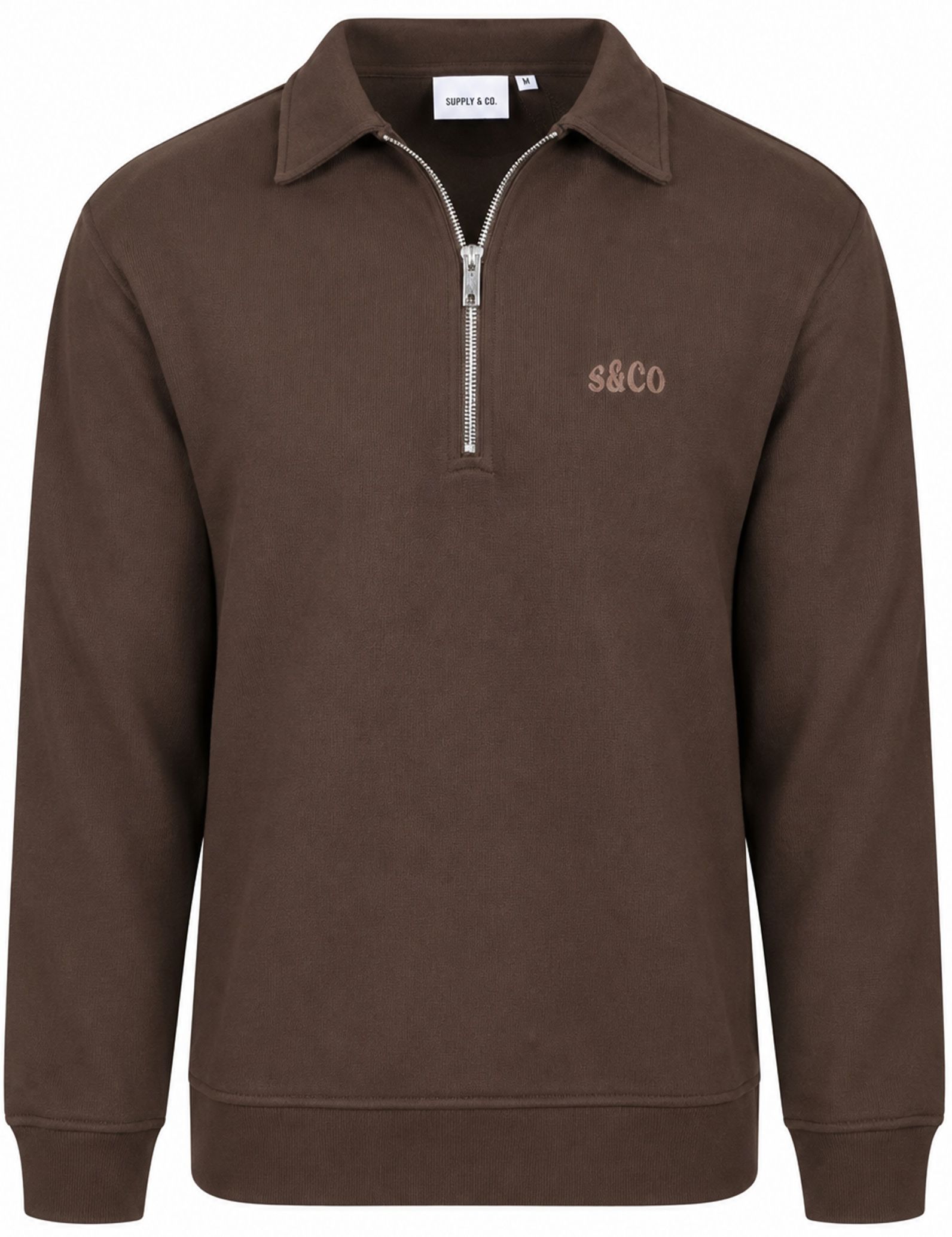 Supply & Co Sweat Polocollar Zip Aarav Brown order online | SCO26312AA07-2004 | Suitable Greece