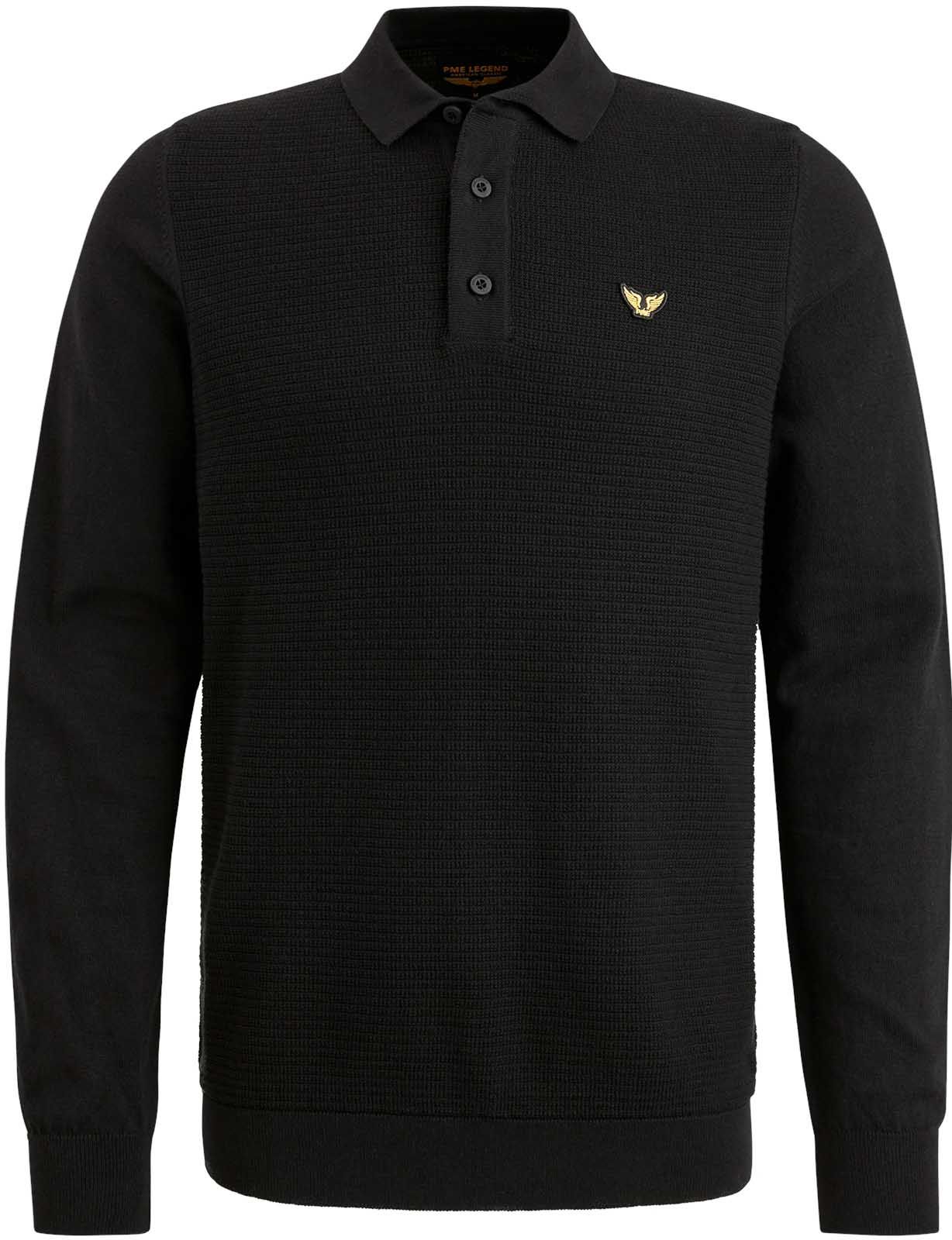 PME Legend Langærmet Poloshirt Sort PPS2410820-999