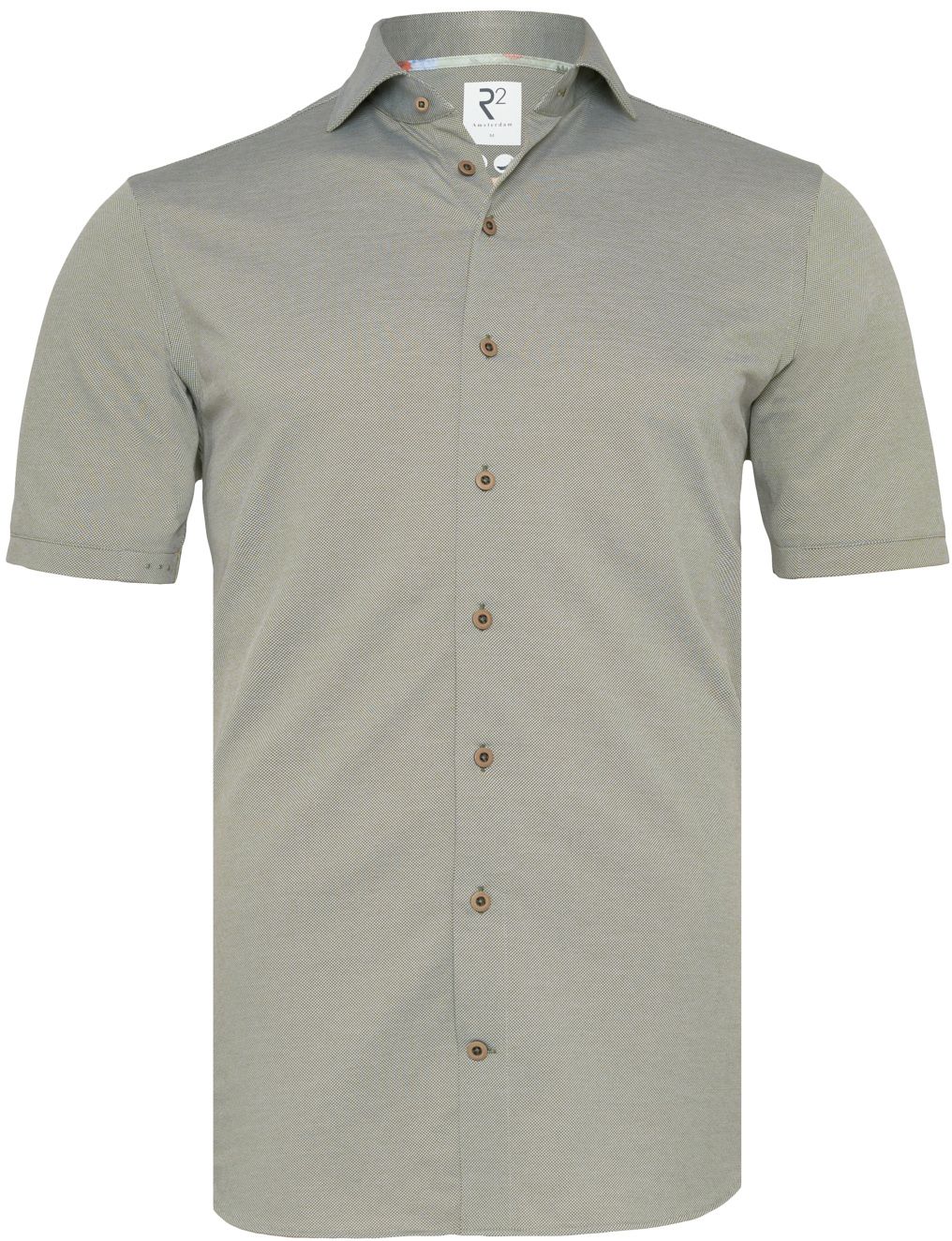 R2 Japanese Knitted Short Sleeve Overhemd Groen 129.WSPSS.019-070 kopen | Suitable