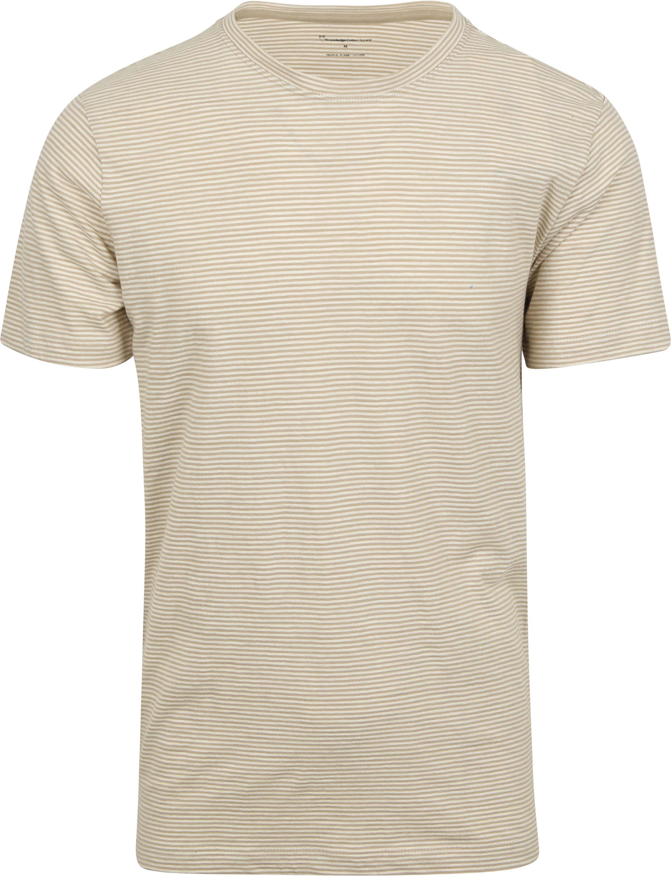 KnowledgeCotton Apparel T-shirt Randig Beige 1010012-8033