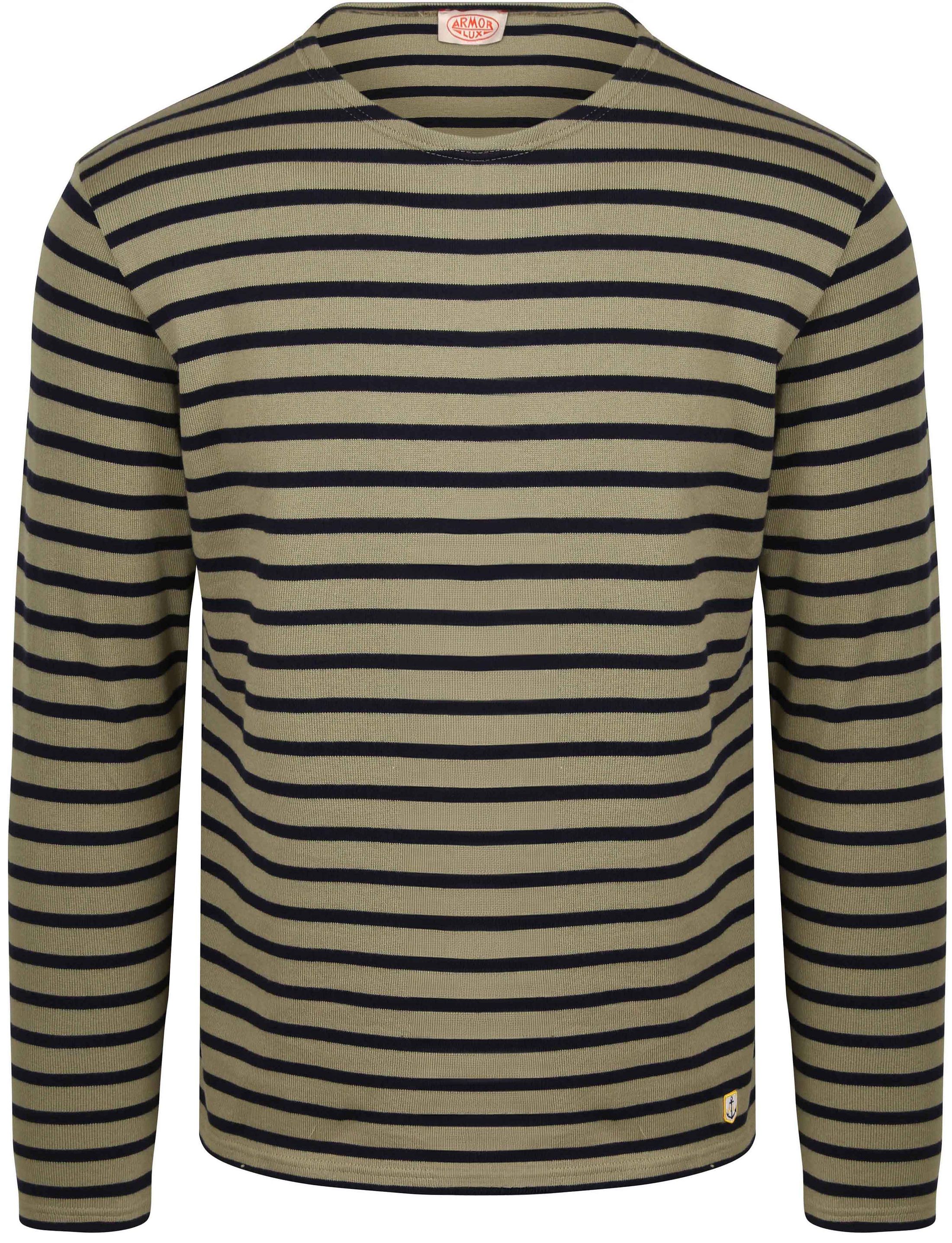 Armor-Lux Heavy Longsleeve T-skjorte Striper Kaki 59654-SAB