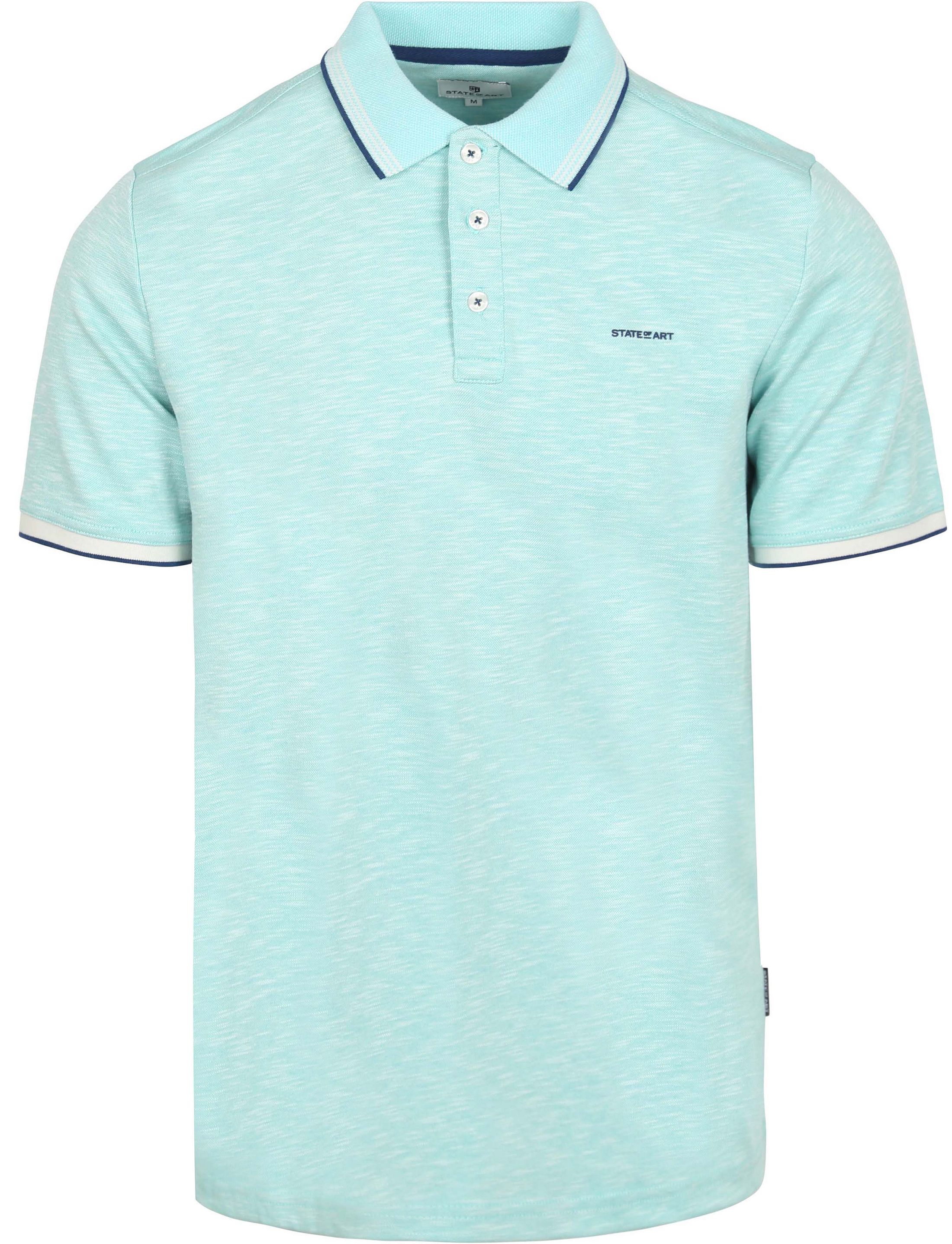 State of Art Polo Slubmelange Lysblå Blå Lyseblå Størrelse XXL