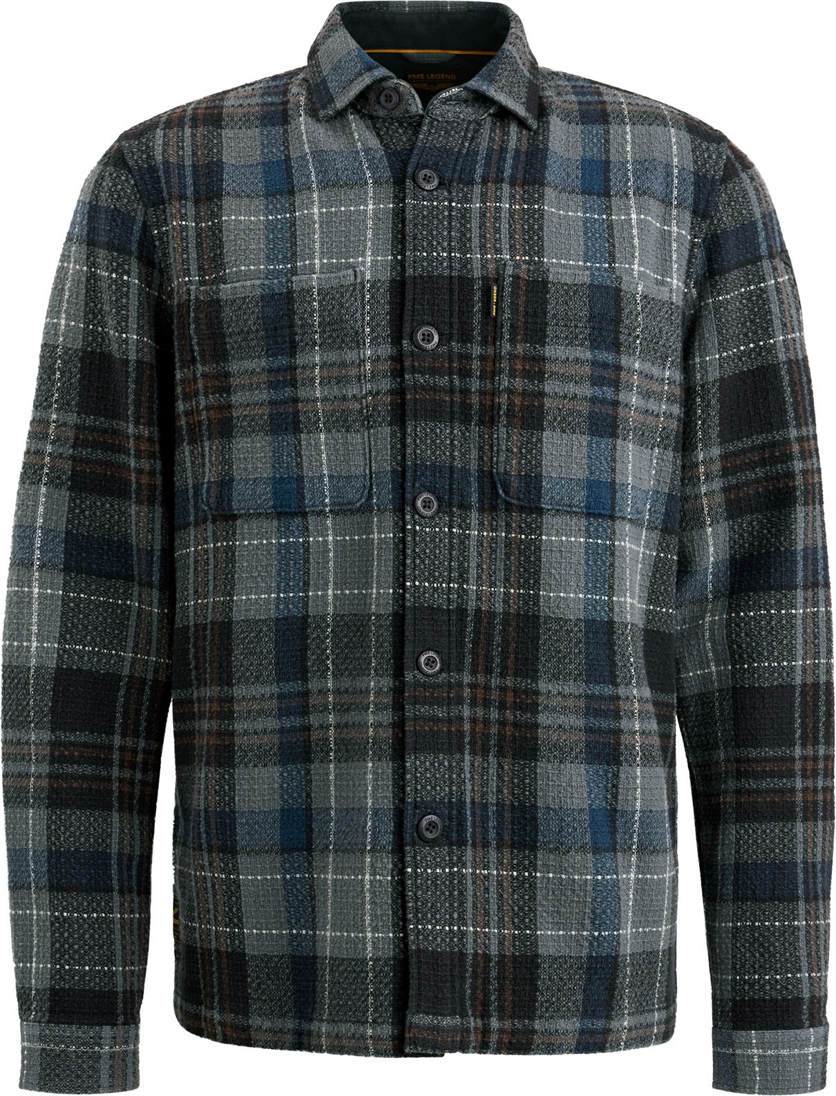 PME Legend Overshirt Dobby Rutet Sort Grå PSI2410215-9139