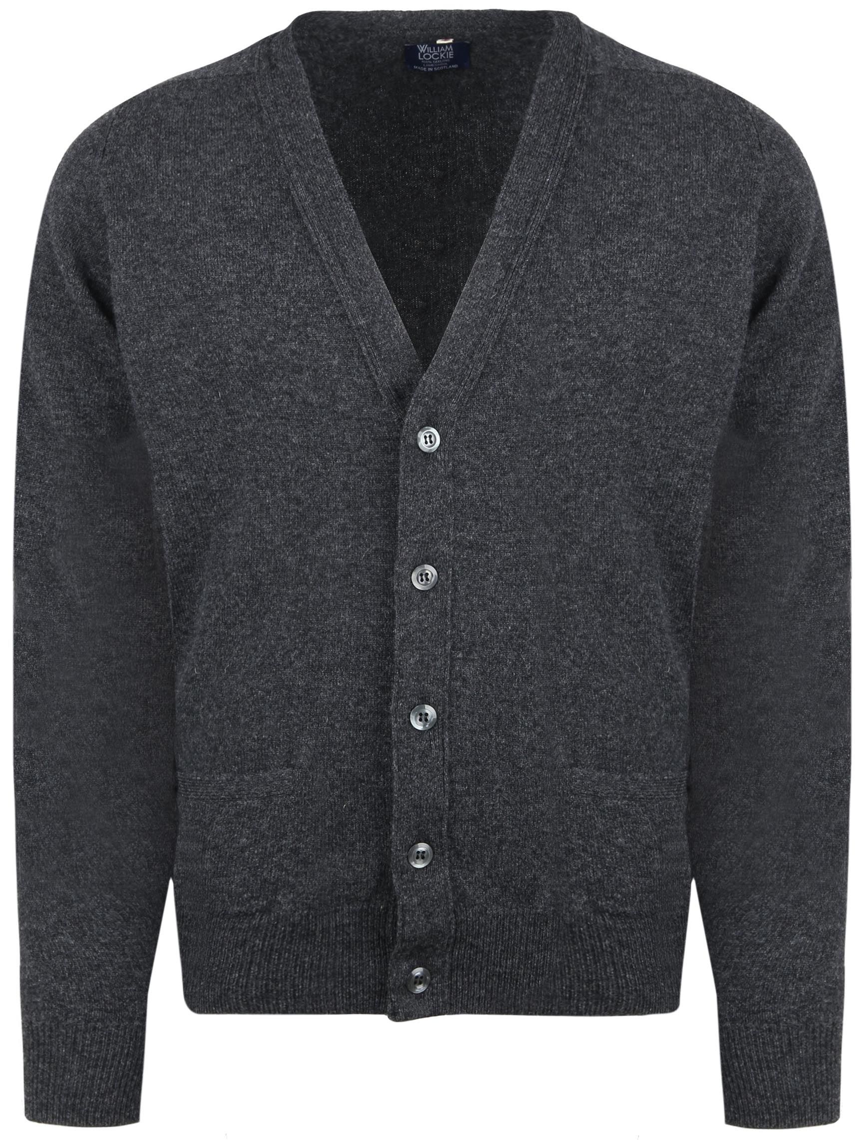 William Lockie Lambswool Cardigan Dark Grey 7093 Charcoal order online | Suitable