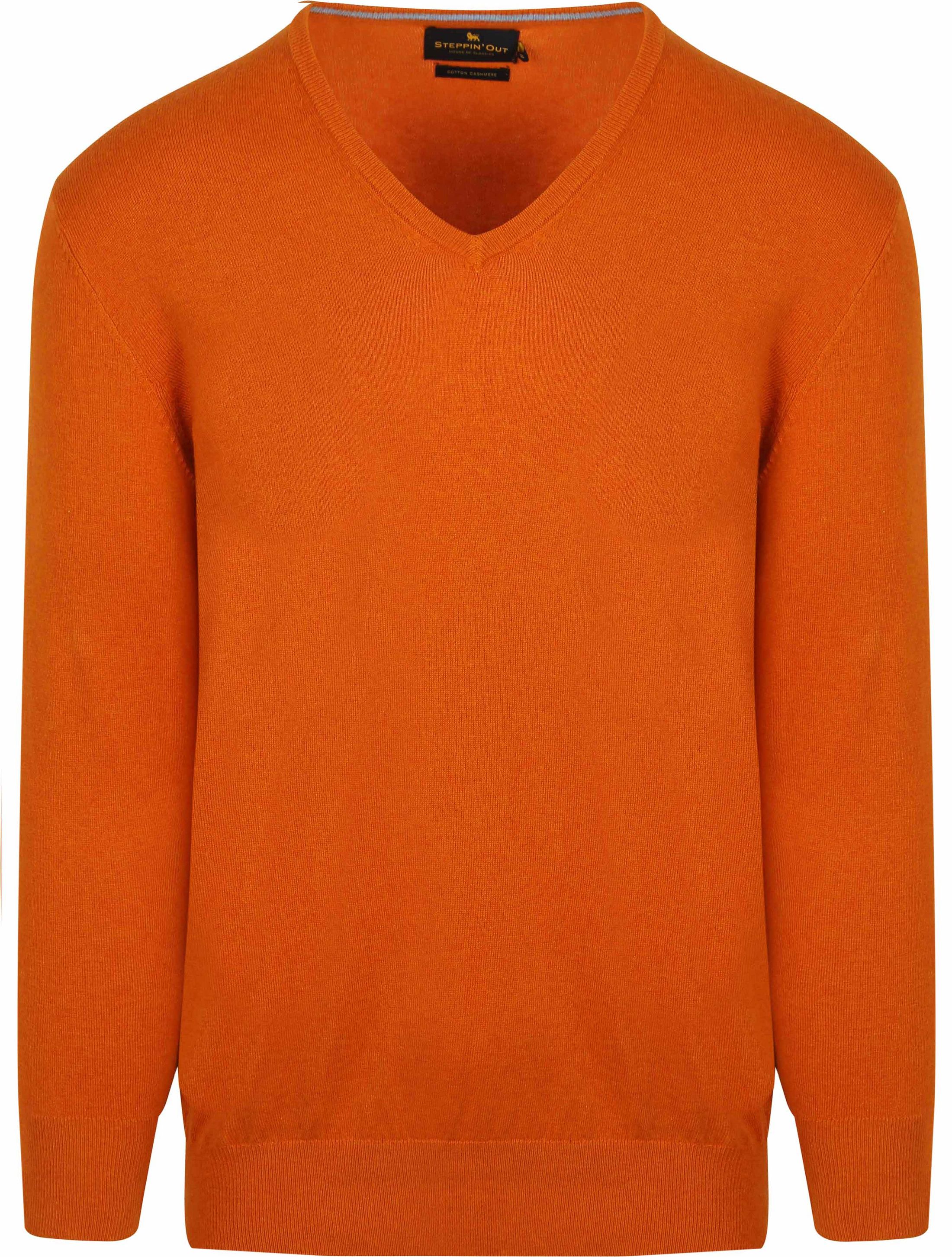 Steppin' Out Genser Bomull Kashmir V-hals Oransje PU-V-COCASH-STEPP-CORAL