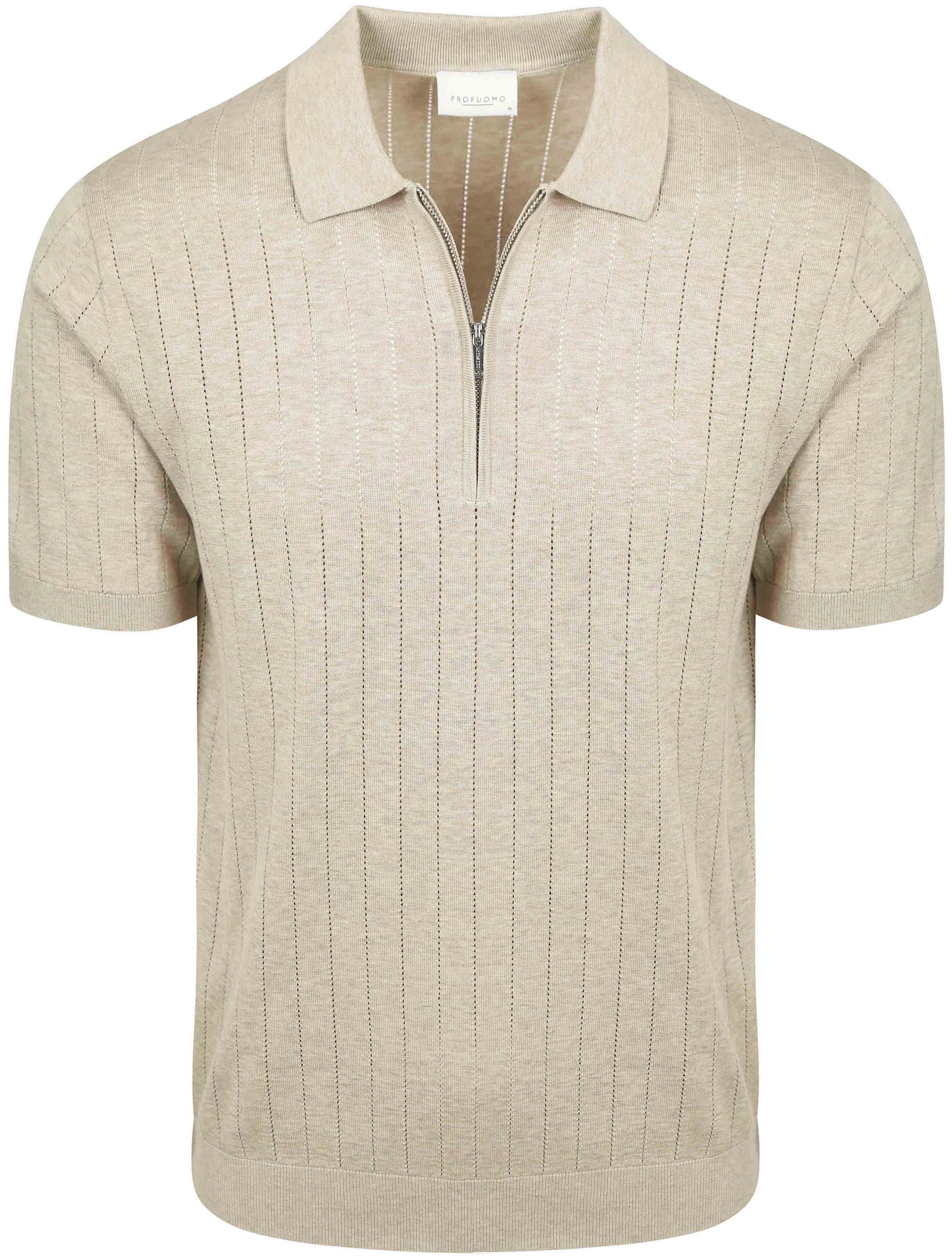 Profuomo Knitted Half Zip Polo Shirt Dropneedle Beige PPXD10029C-F order online | Suitable