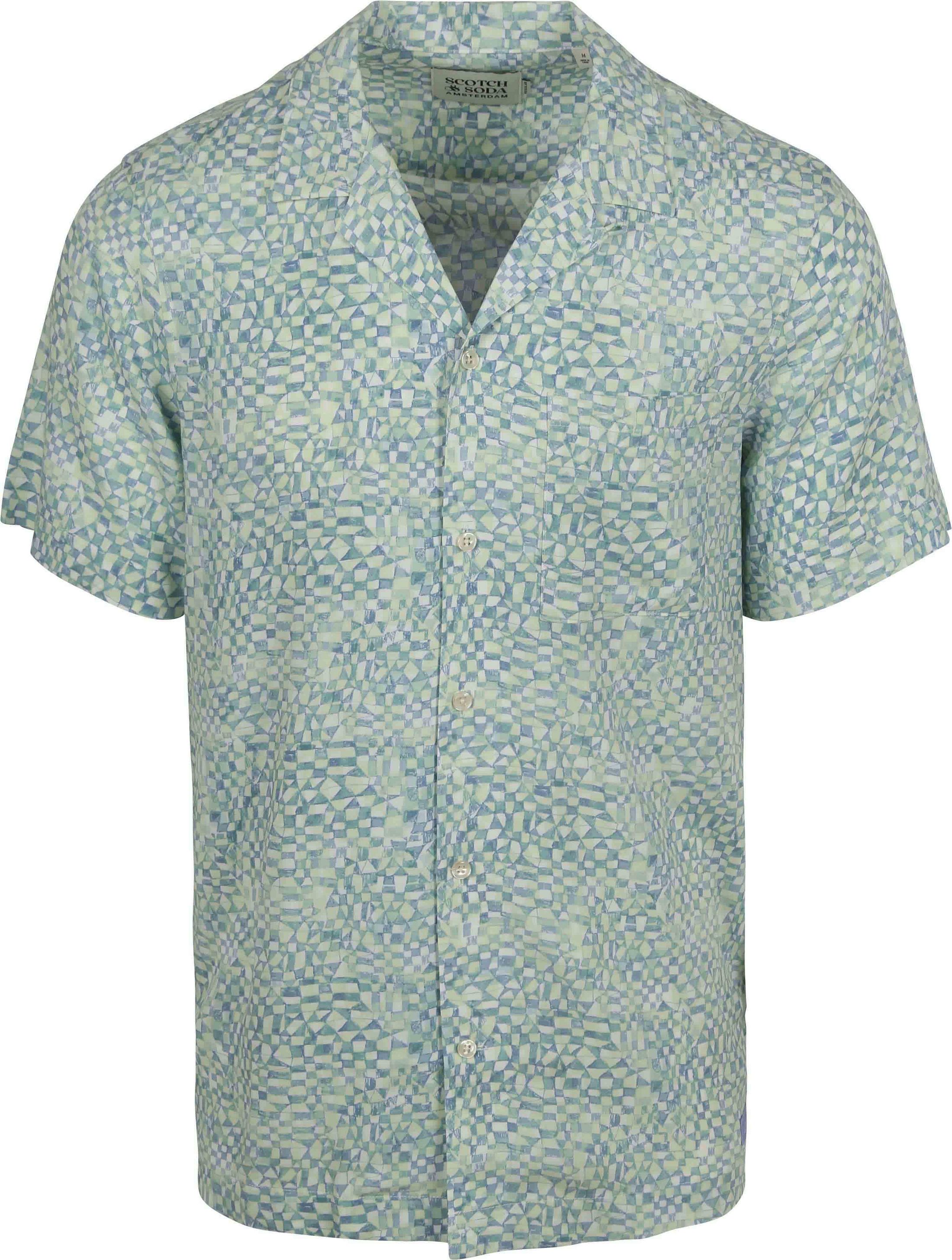 Scotch and Soda Shortsleeve Hemd Print Lichtgroen 180032-300 kopen | Suitable