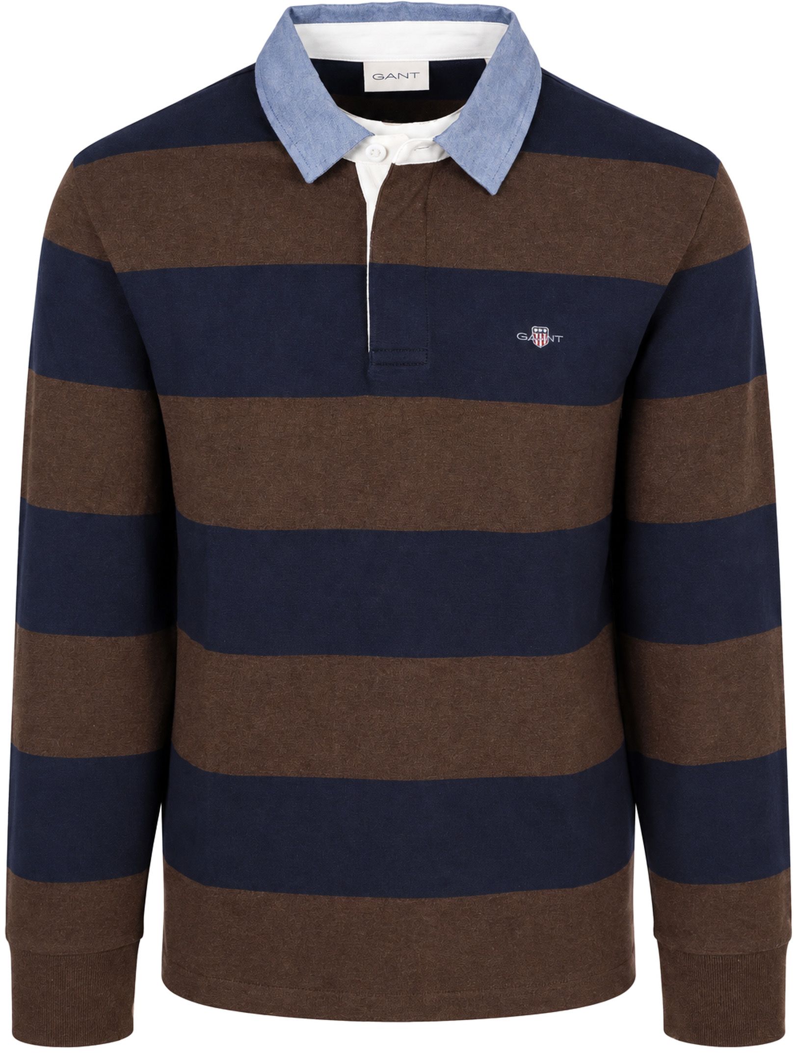 Gant Rugger Shield Chambray Polo Navy/Brown Stripe order online | 2004083-284 | Suitable Liechtenstein