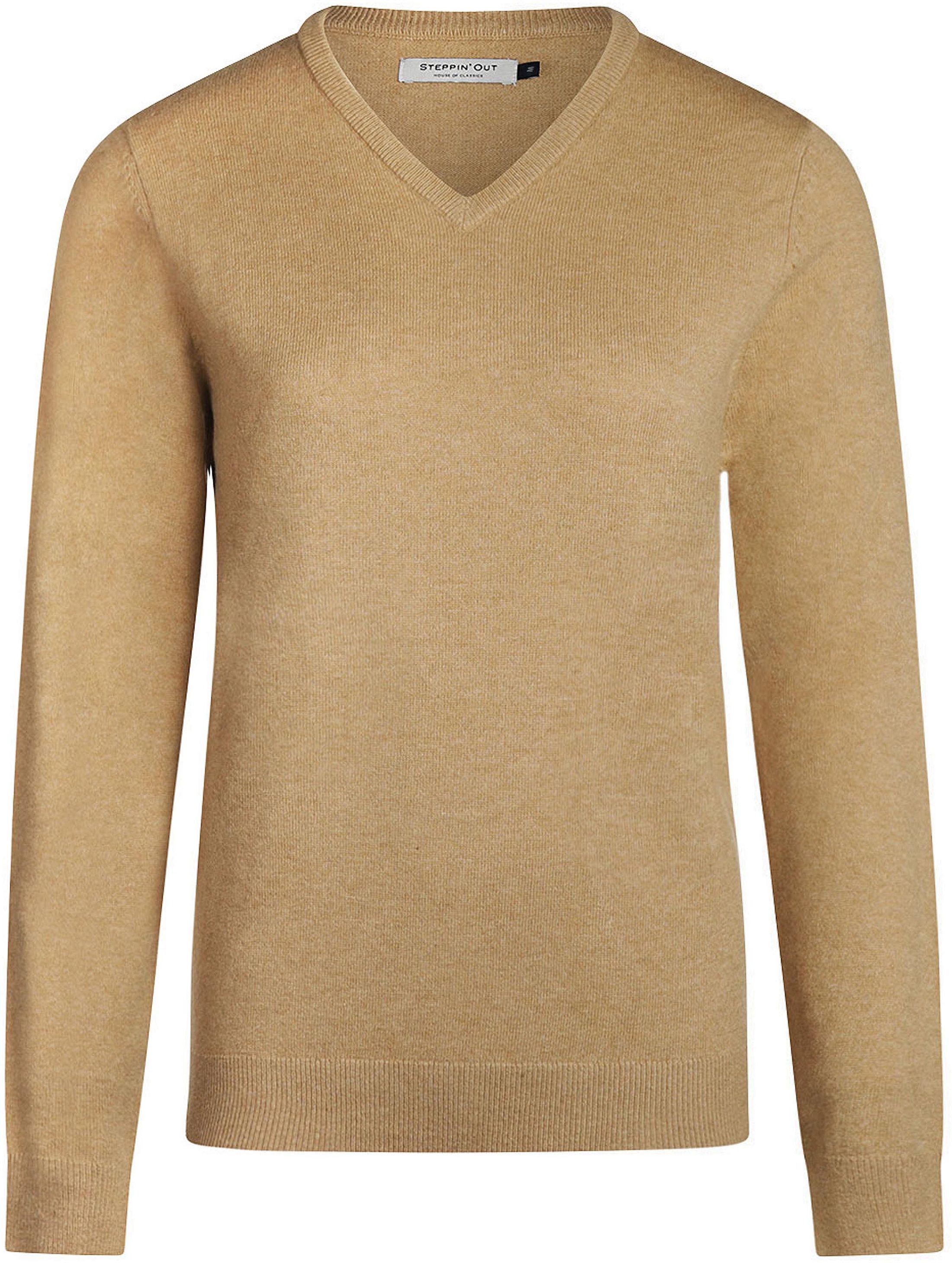 Steppin' Out Dames Pullover V-hals Merinowol Camel SW1201.0003-3201 kopen | Suitable