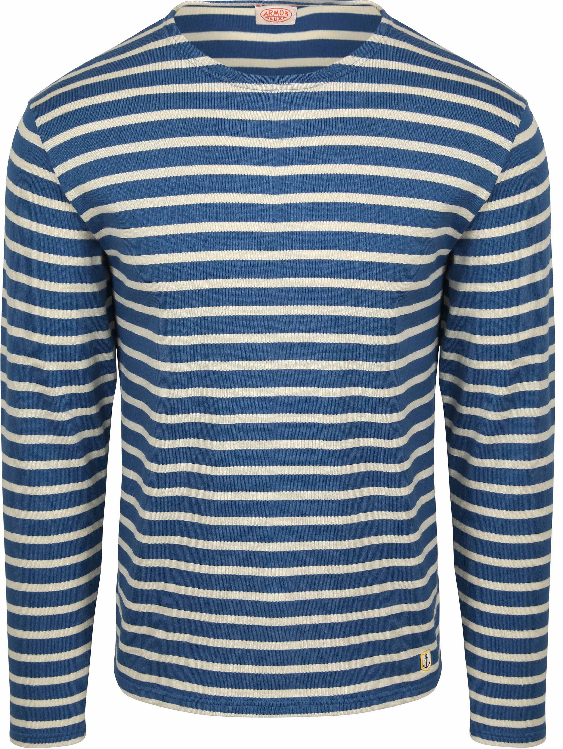 Armor-Lux Blå T-shirt Randig Blå 59654-SAD