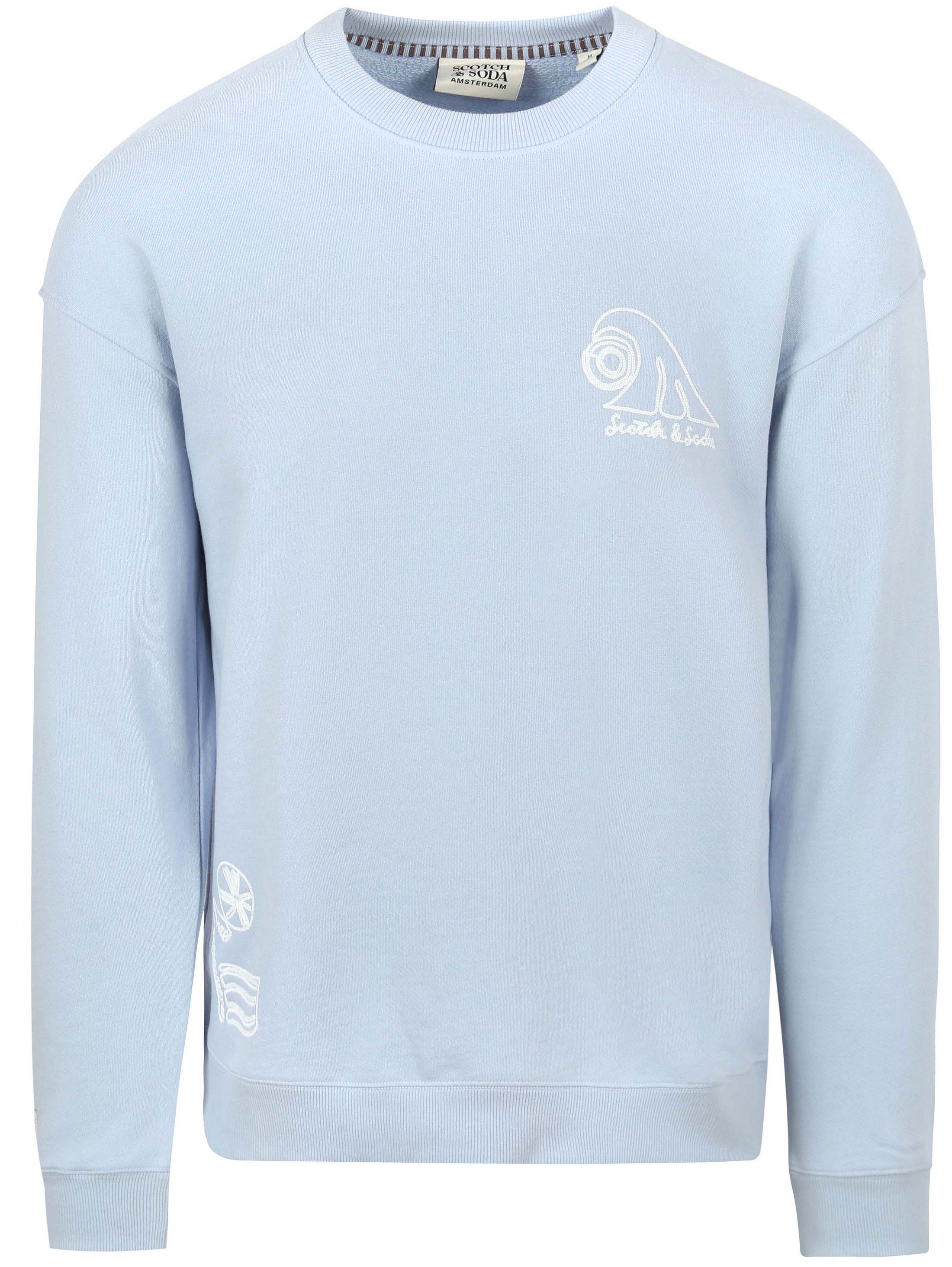 Køb Scotch and Soda Sweatshirt med broderi i lysblå 180077-420 | Suitable