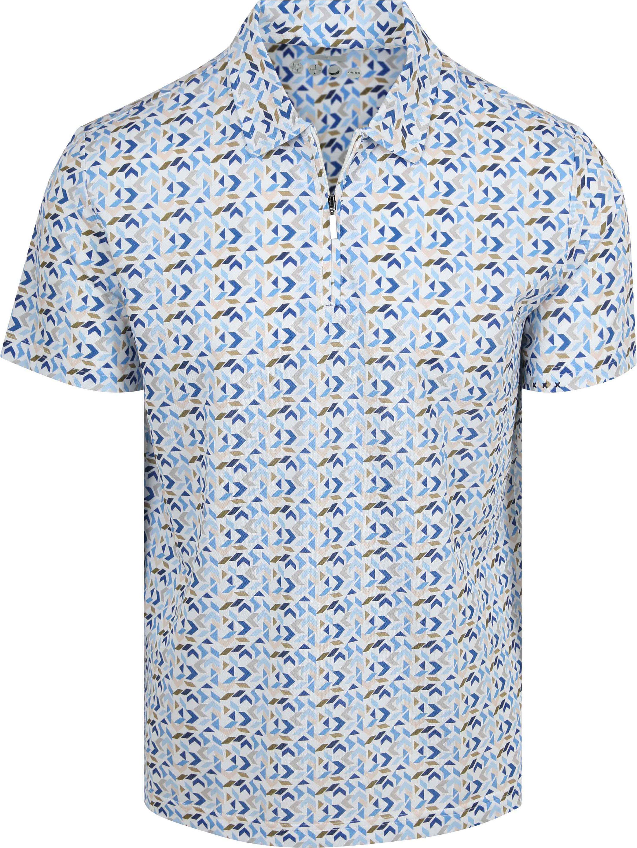 Køb R2 Amsterdam Half Zip Polo Blå Print 132.POLO.025-014 | Suitable