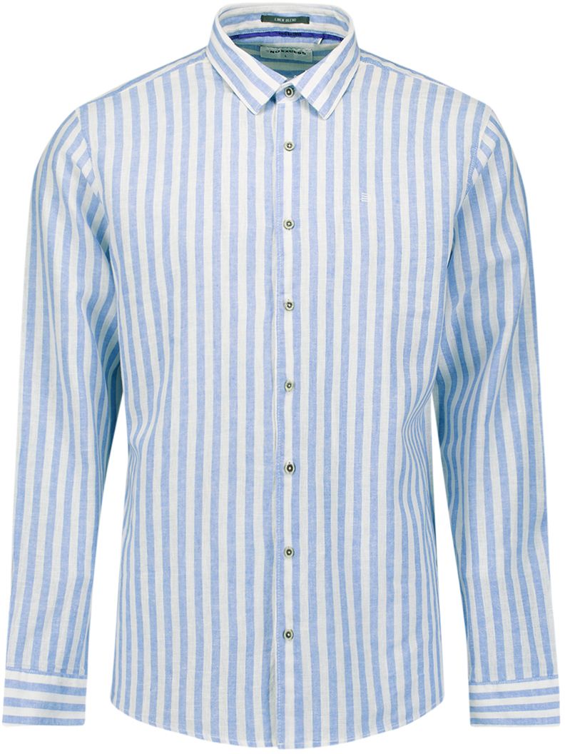 Køb No Excess Skjorte Cotton Linen Stripes Blå  | Suitable