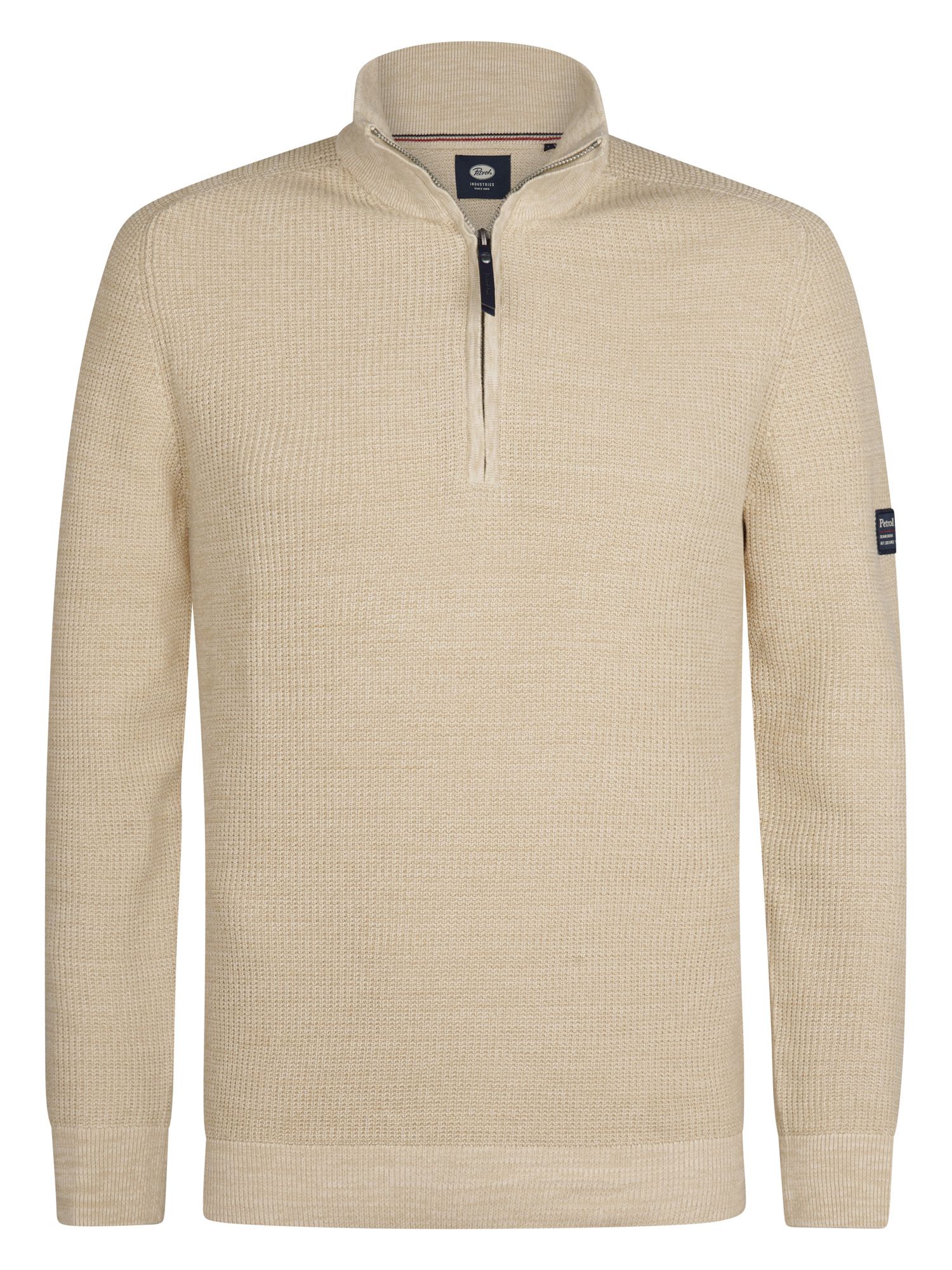 Petrol strikket halvglidelåssweater Nashville Beige M-3050-KWC227-1108