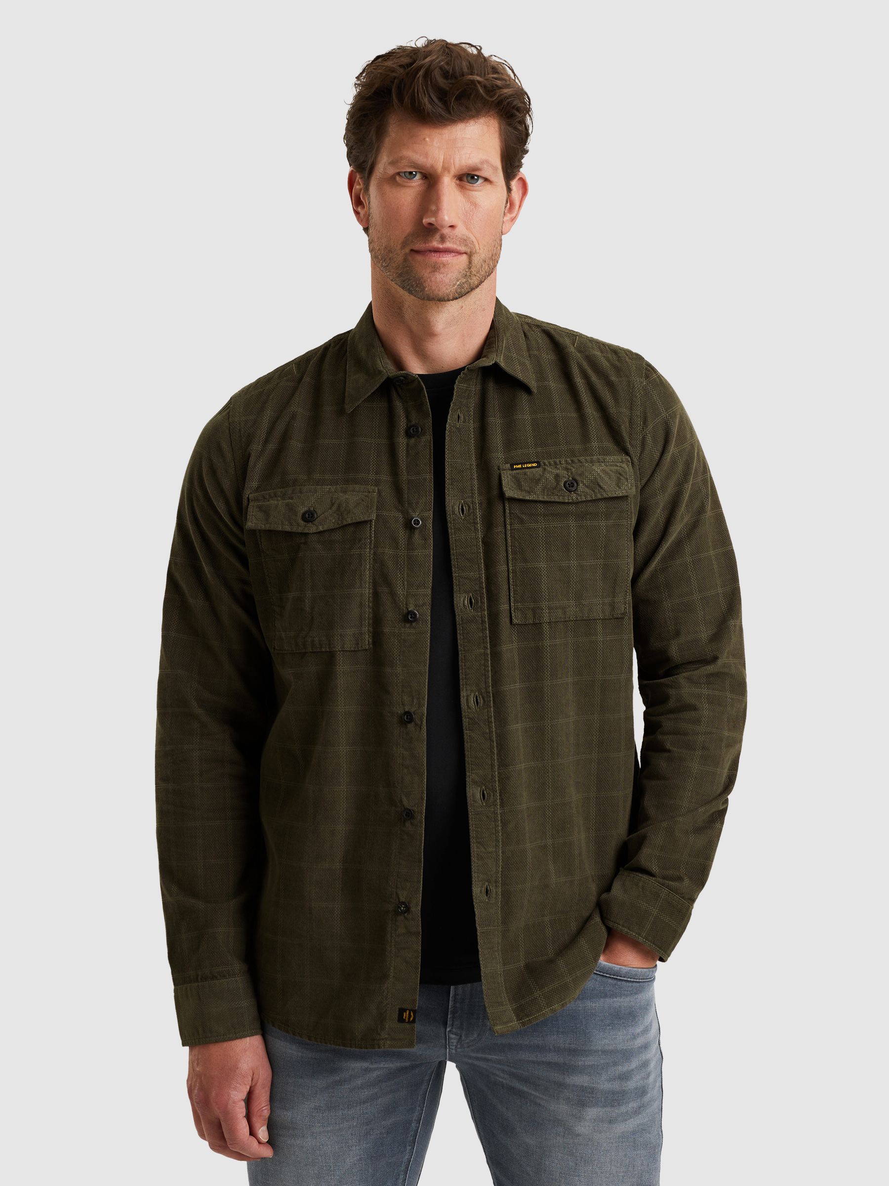 PME Legend Surchemise Fine Corduroy Beluga Vert Vert foncé taille M