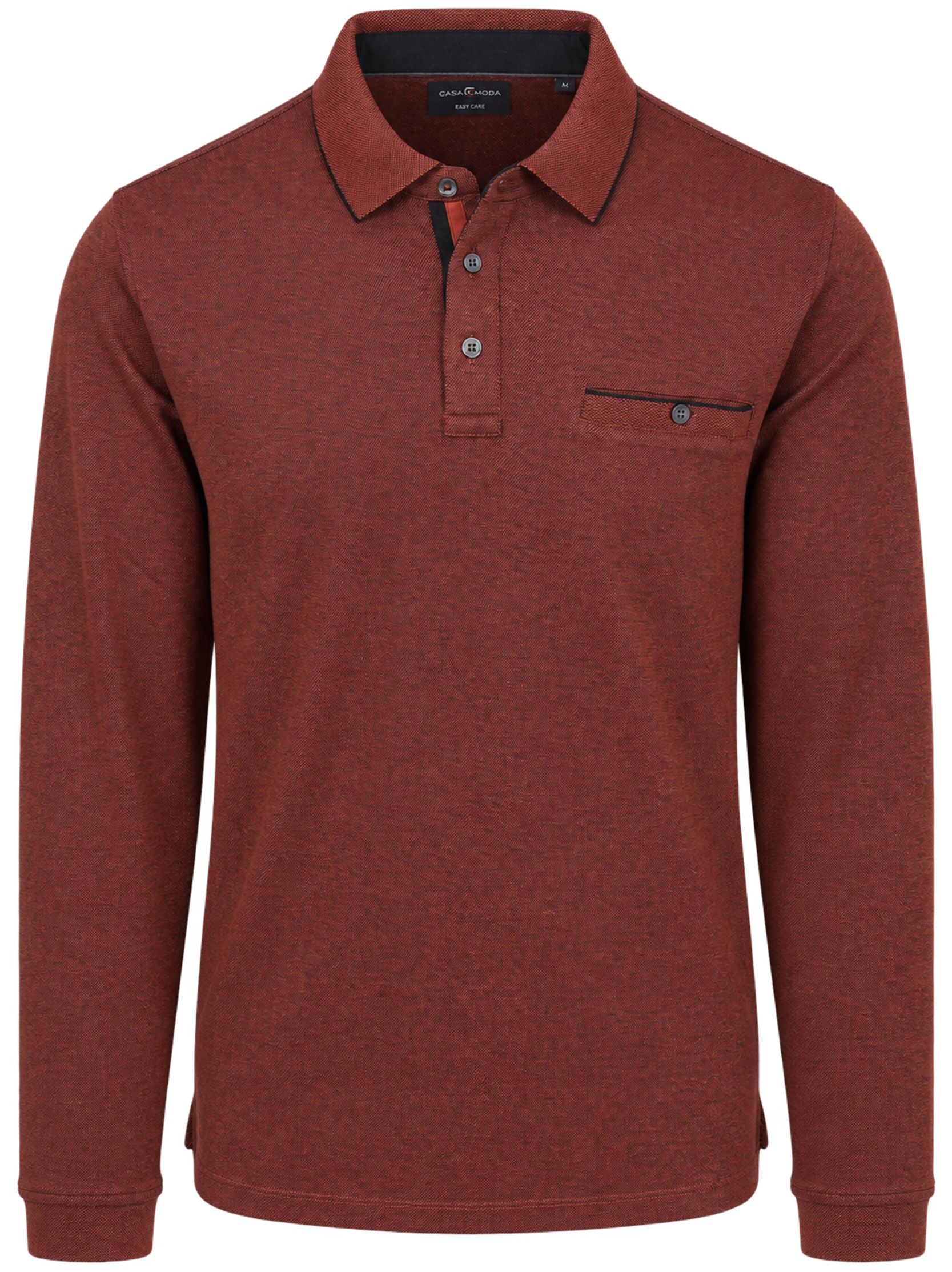 Køb CASAMODA Longsleeve Polo Structure Brique 403478000-491 | Suitable