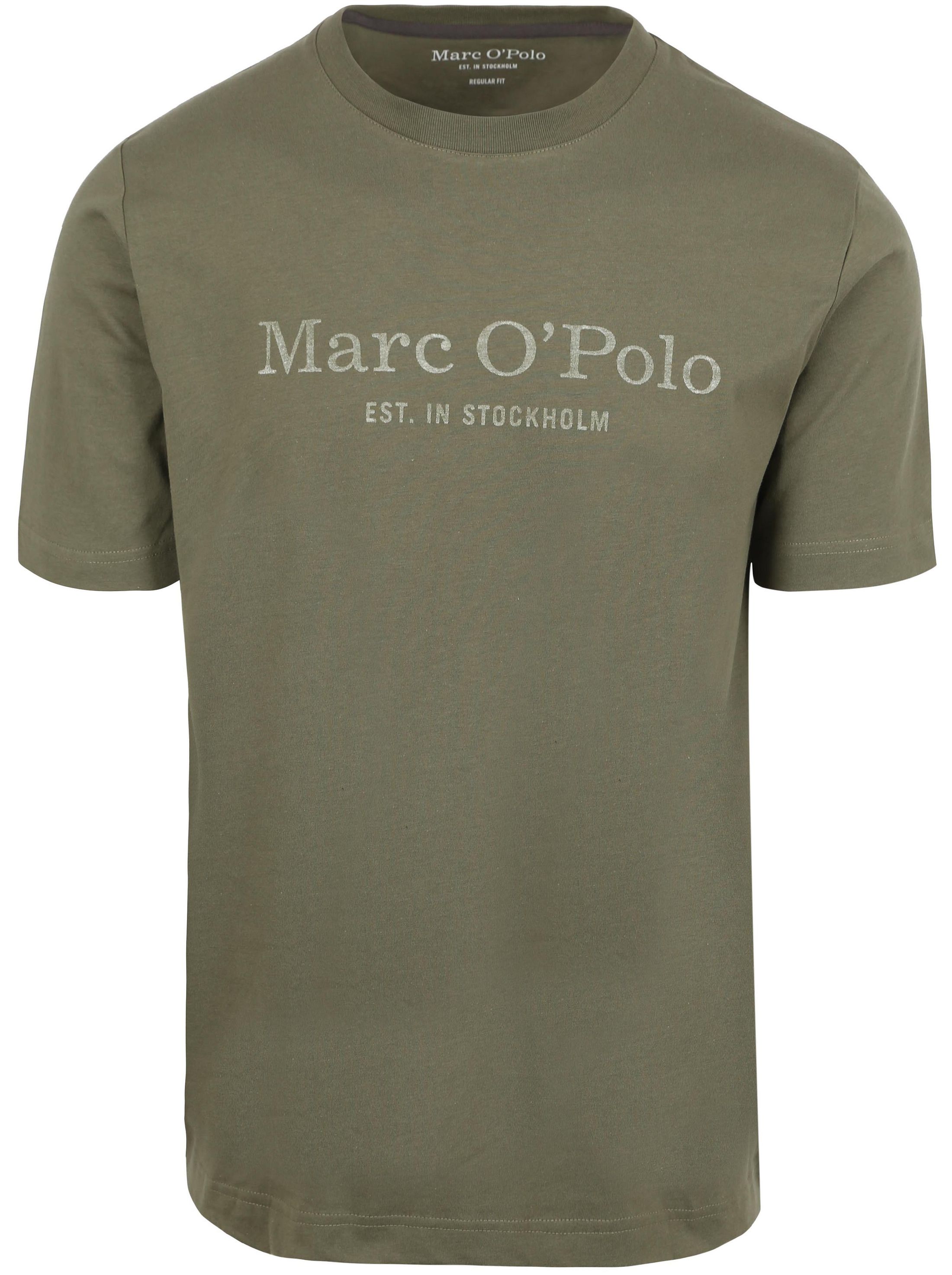 Marc O'Polo T-skjorte med mørkegrønn logo 523201251052-452