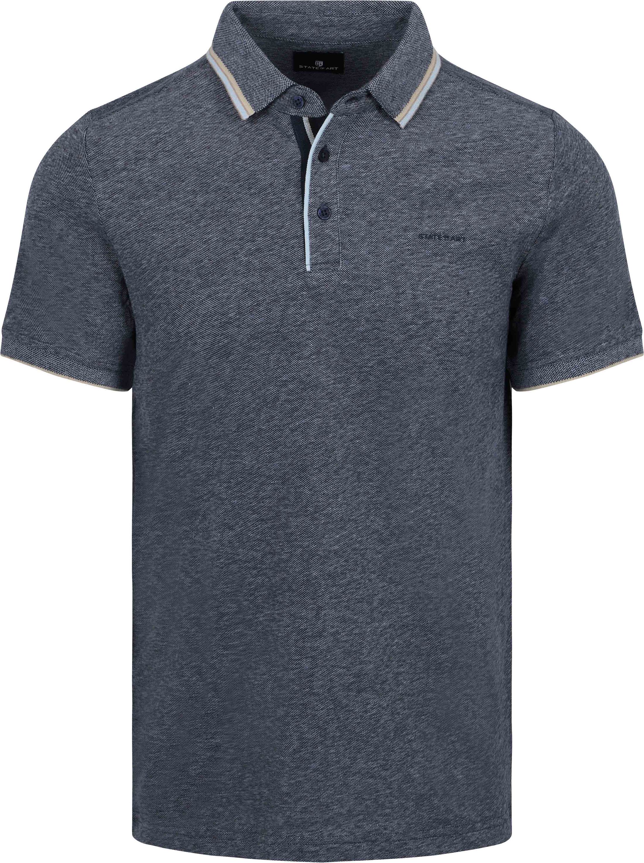 State of Art Piké Tipping Cotton Linen Navy 46116438-5853