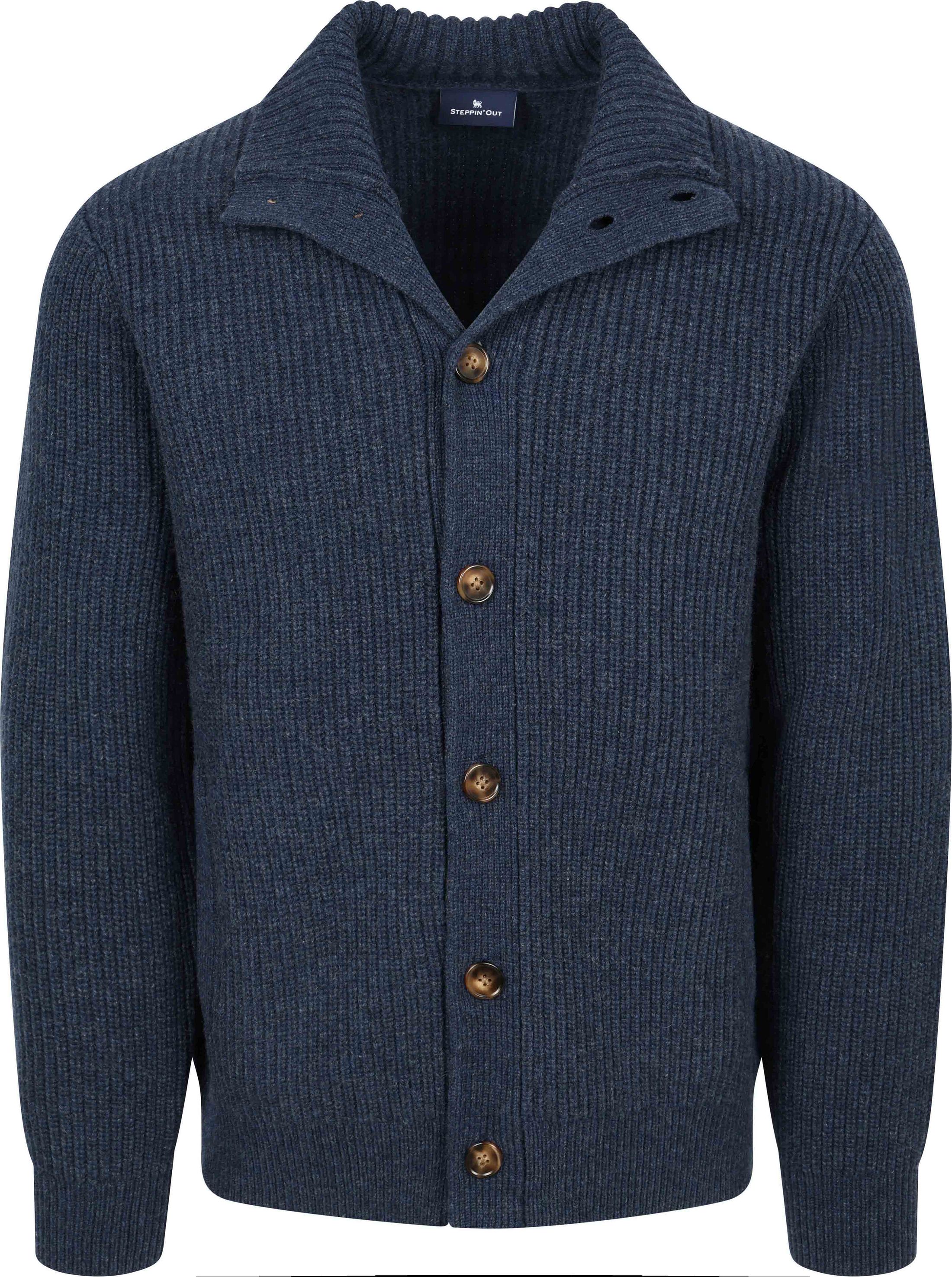 Steppin' Out Button Cardigan Navy Lambswool order online | CA-BUTTON-HEAVY-STBL-26.01 Navy | Suitable Greece