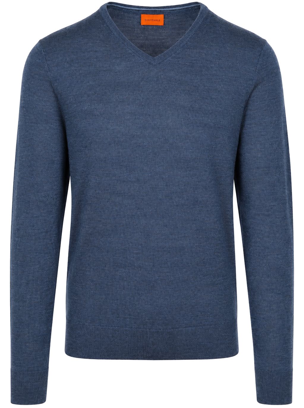 Køb Suitable Merino Pullover V-Neck Denim Blå PU-MRI-V-26- DE | Suitable
