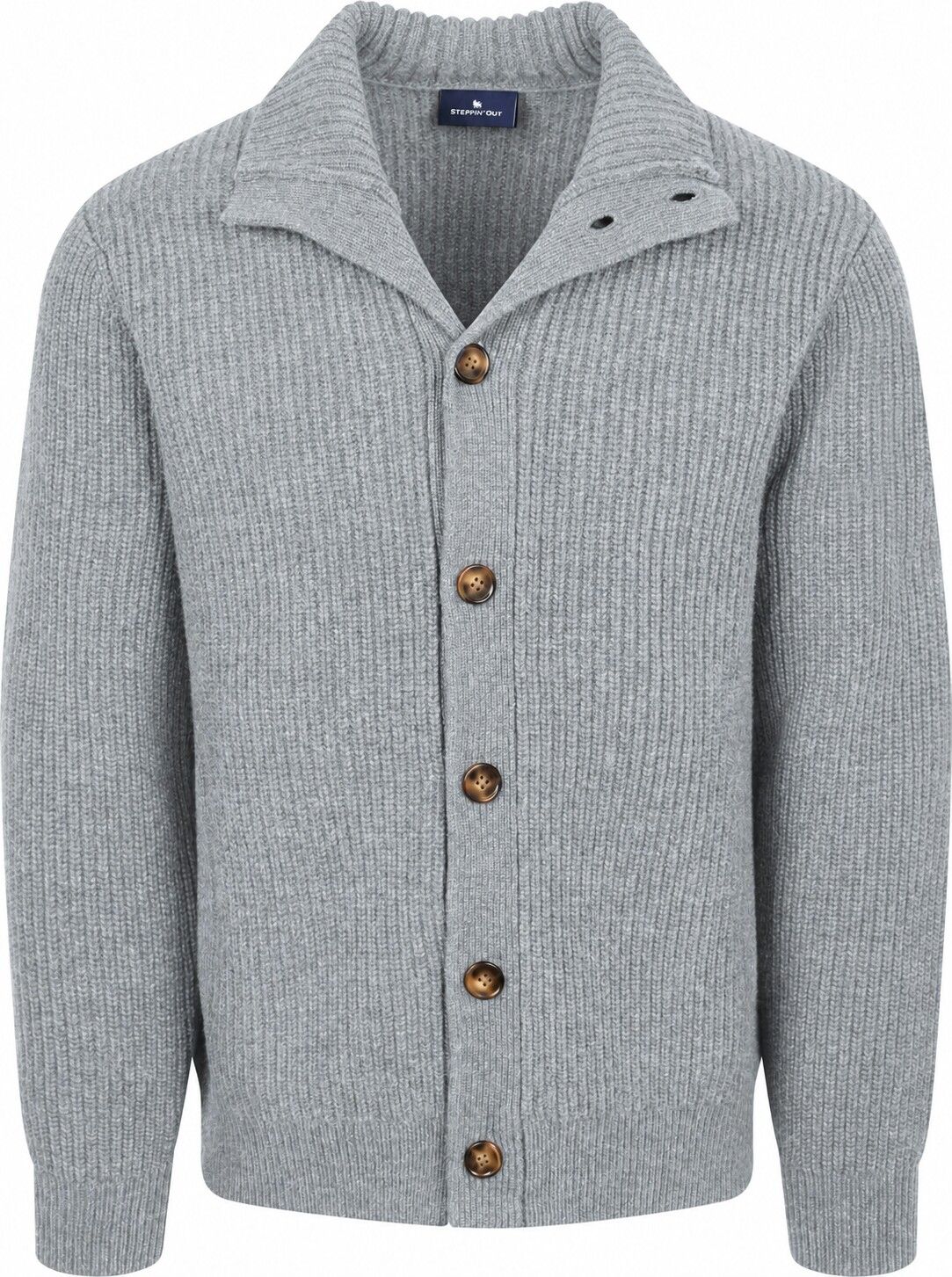 Steppin' Out Button Cardigan Graue Lammwolle CA-BUTTON-HEAVY-STBL-26.02 Grey kaufen | Suitable