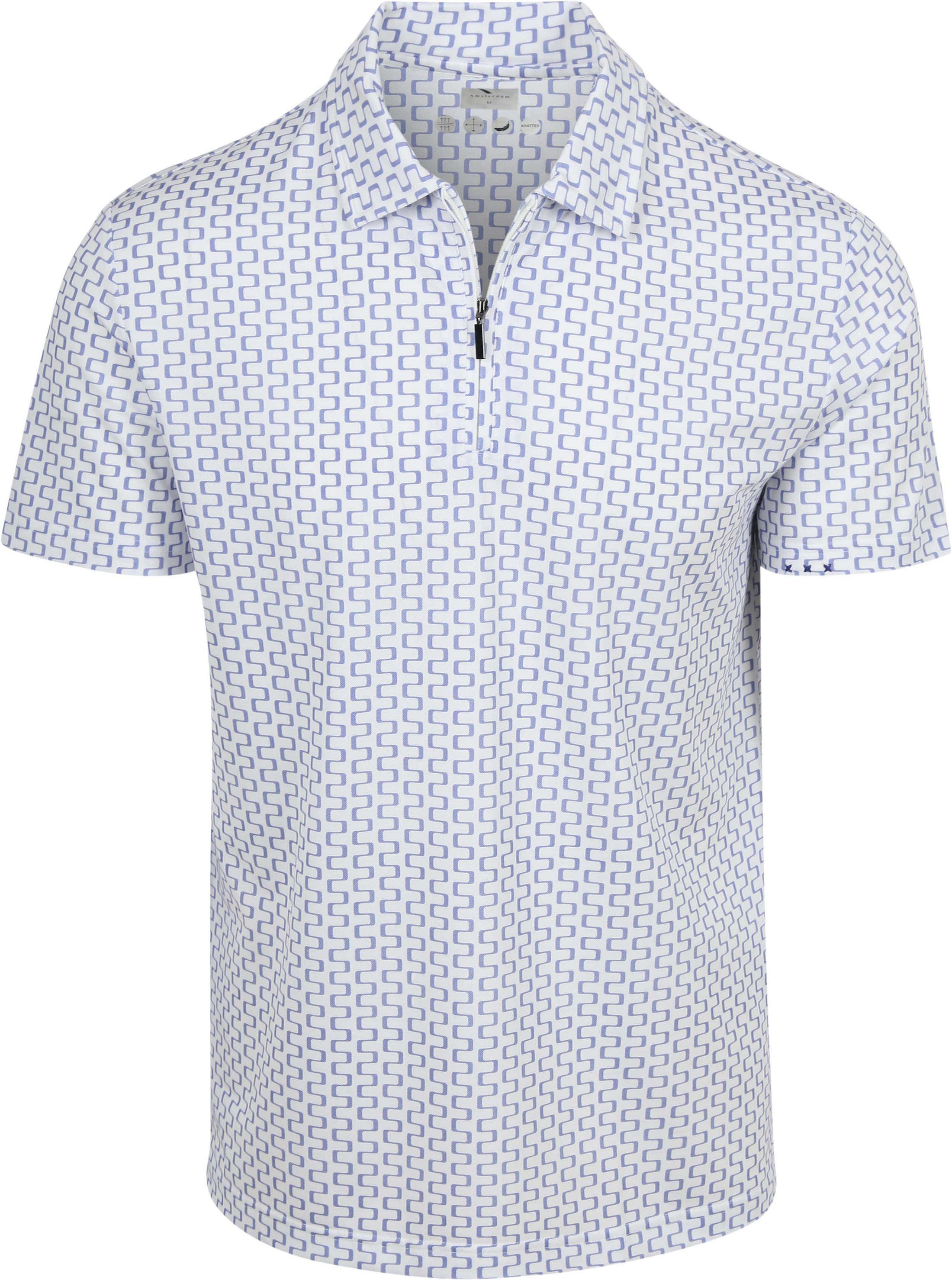 R2 Amsterdam Half Zip Piké Vit Print 132.POLO.027-014