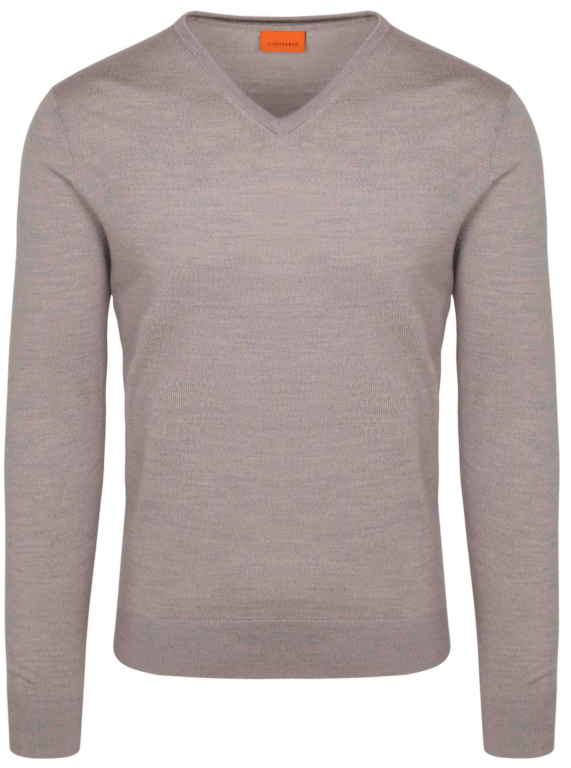 Suitable Merino Pullover V-Ausschnitt Greige kaufen | PU-MRI-V-24 VP195390 Greige | Suitable