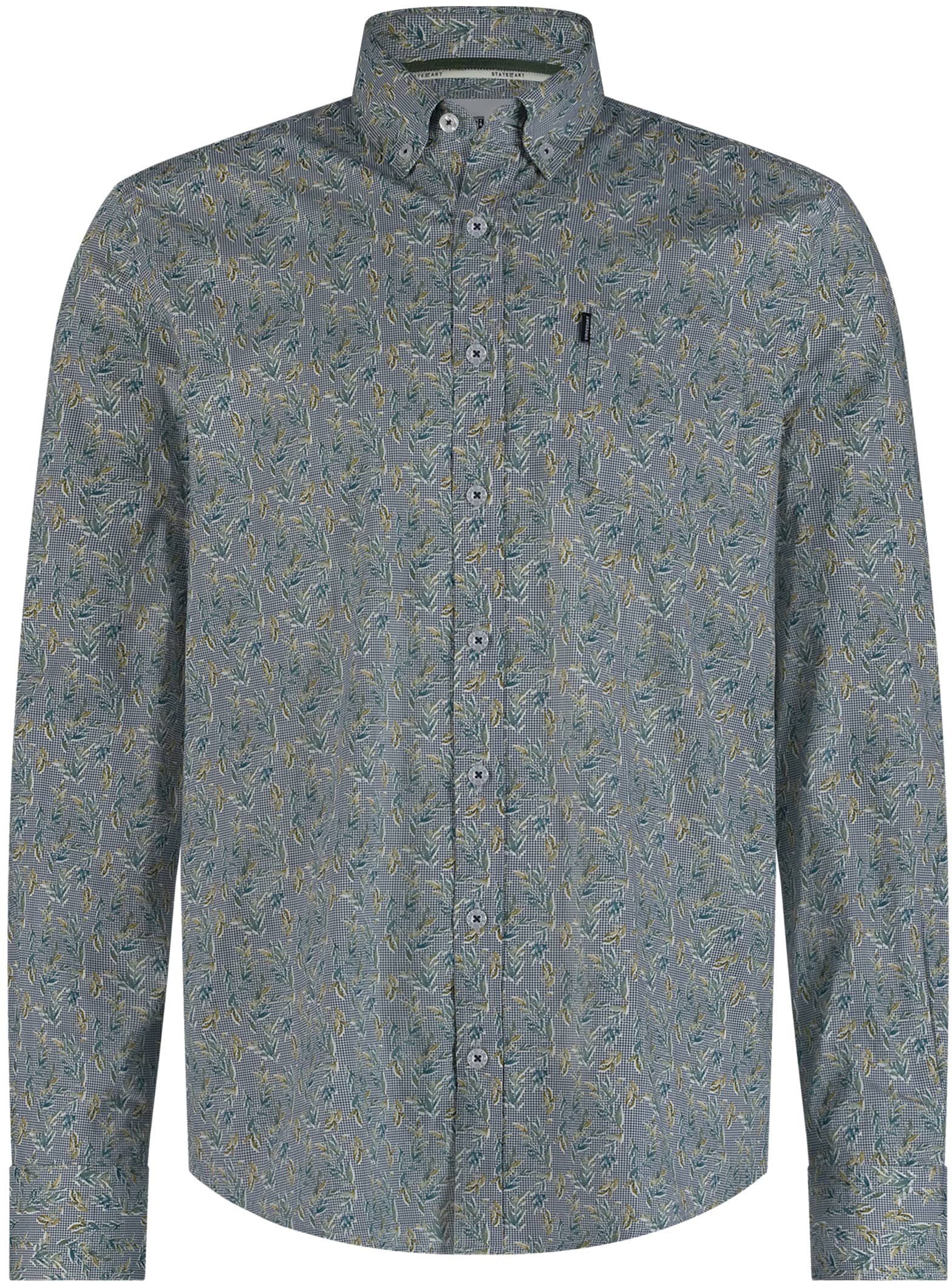 State Of Art Skjorta Poplin Tryck Grön 21424300-1155