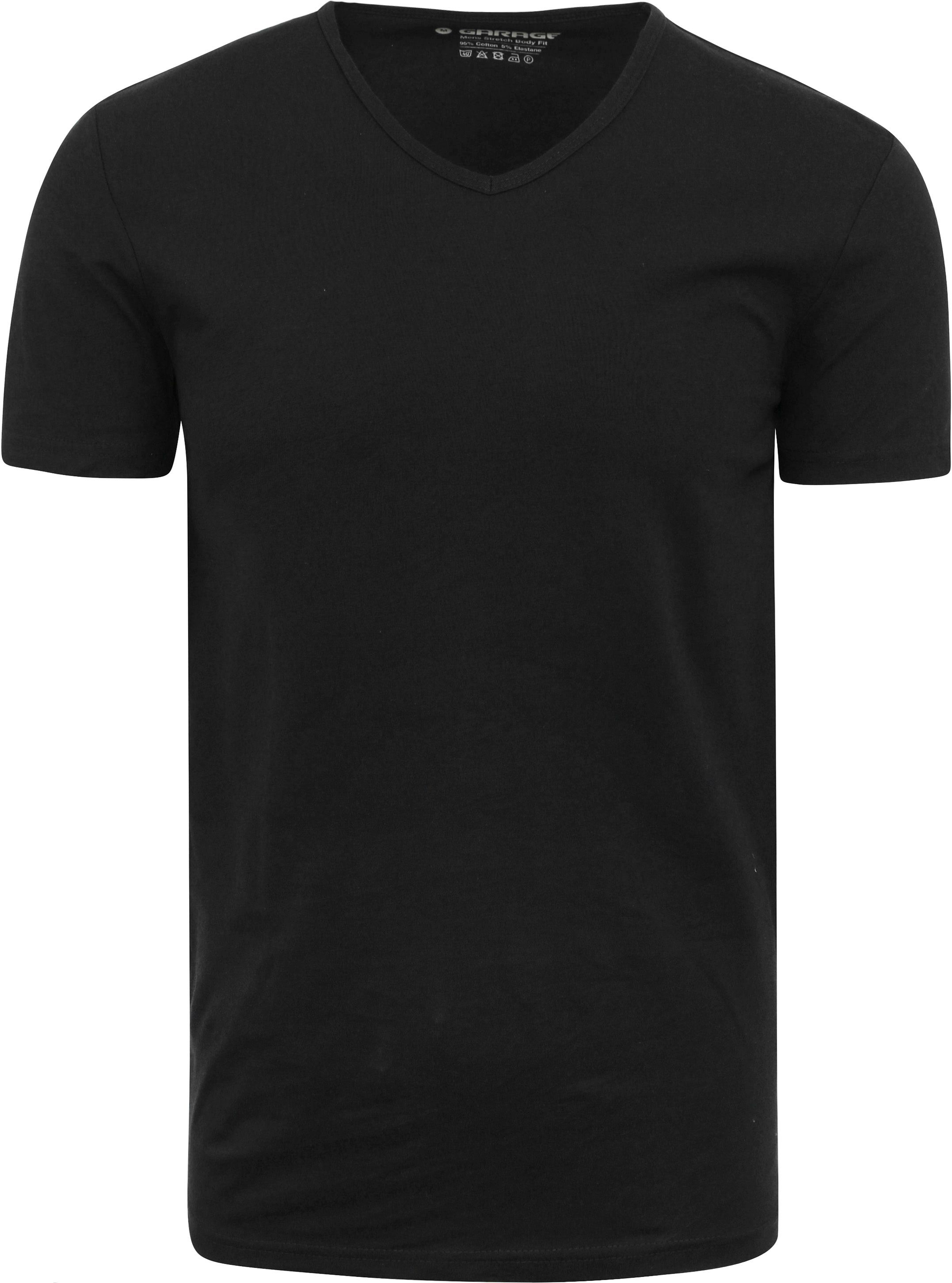 Garage Stretch Basic T-Shirt Schwarz V-Ausschnitt 202 kaufen | Suitable