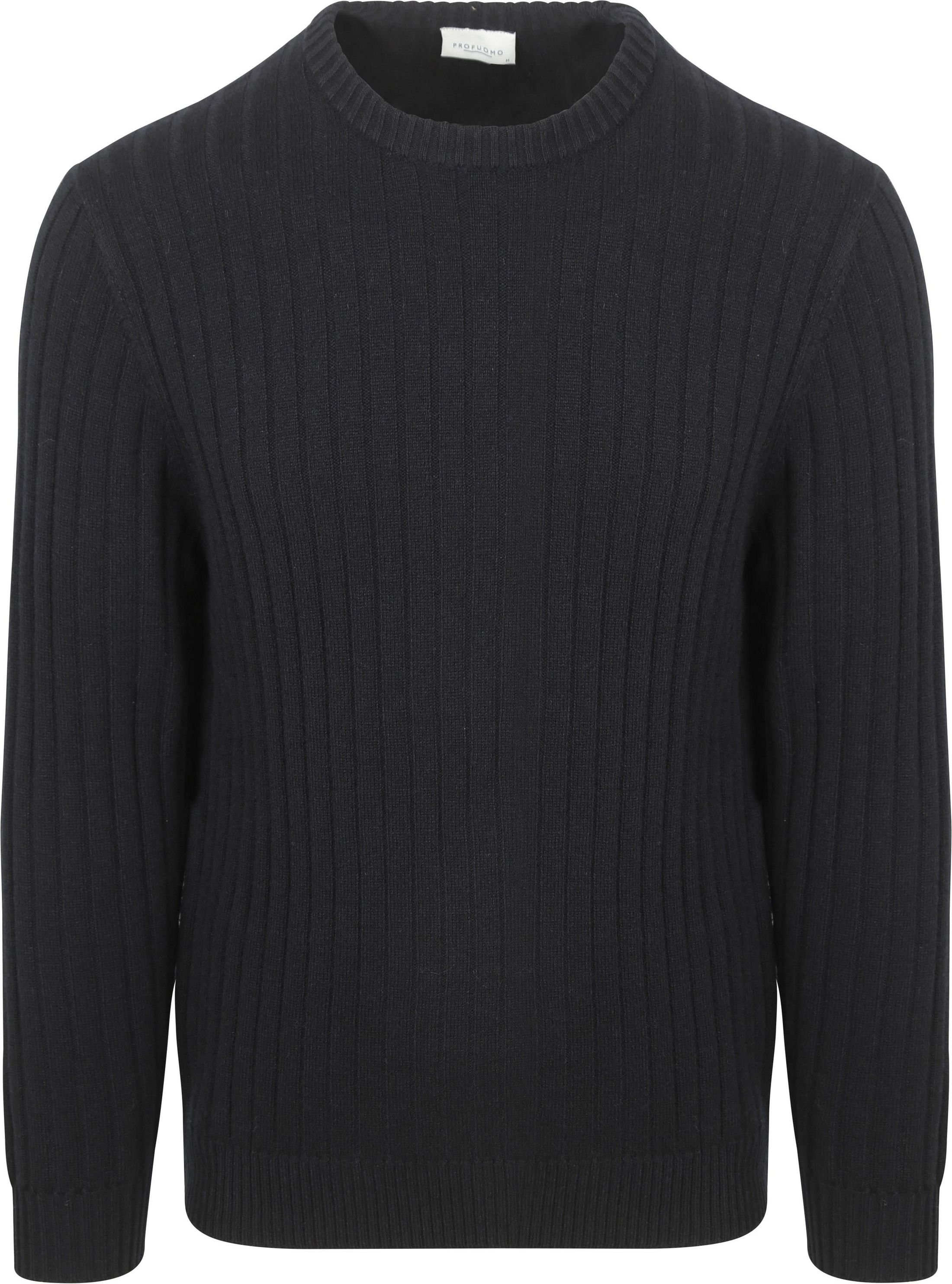 Profuomo Pullover Rib Wol Mix Blå PPWJ30020C-P