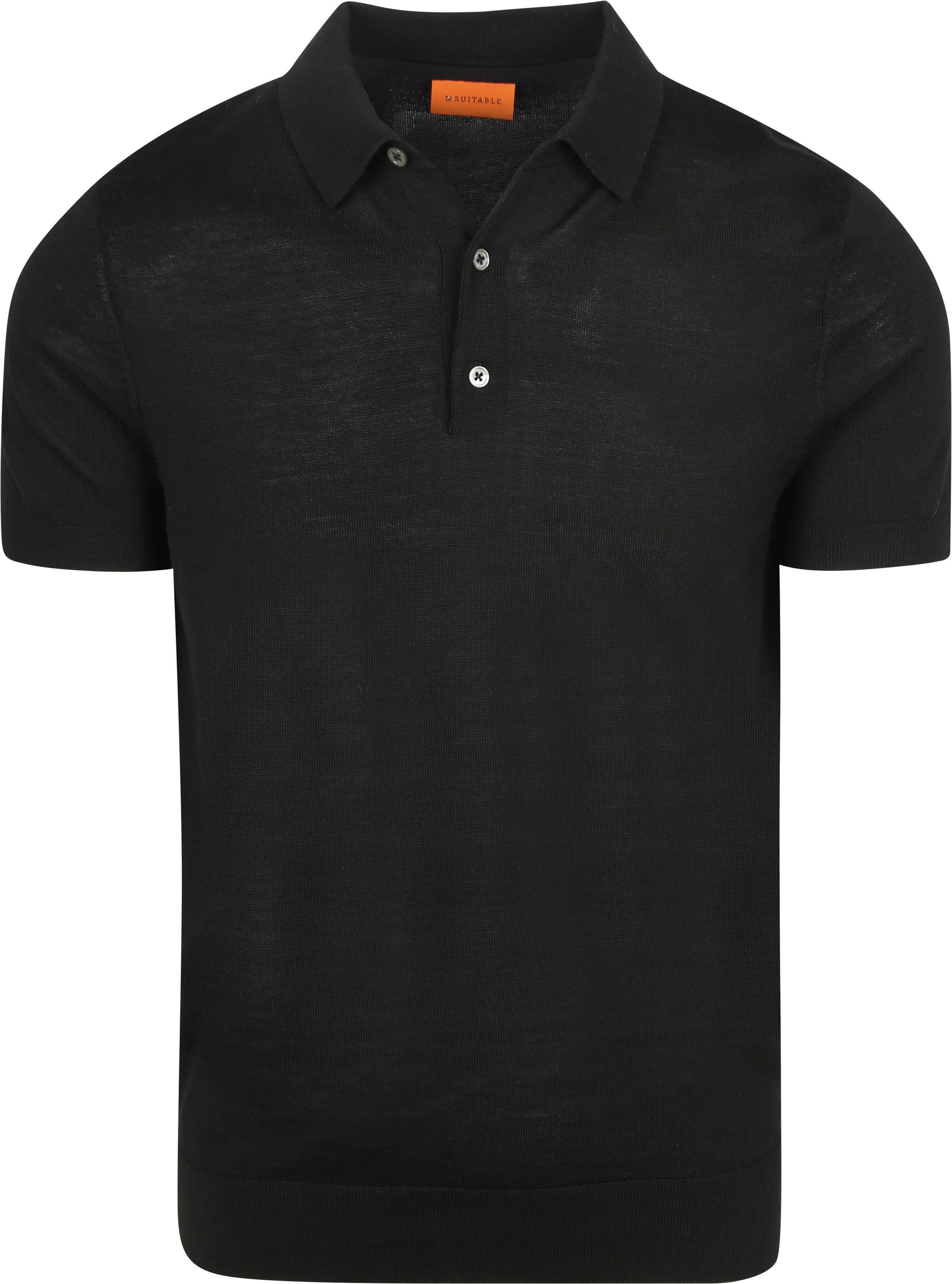 Suitable Polo Svart Merinoull