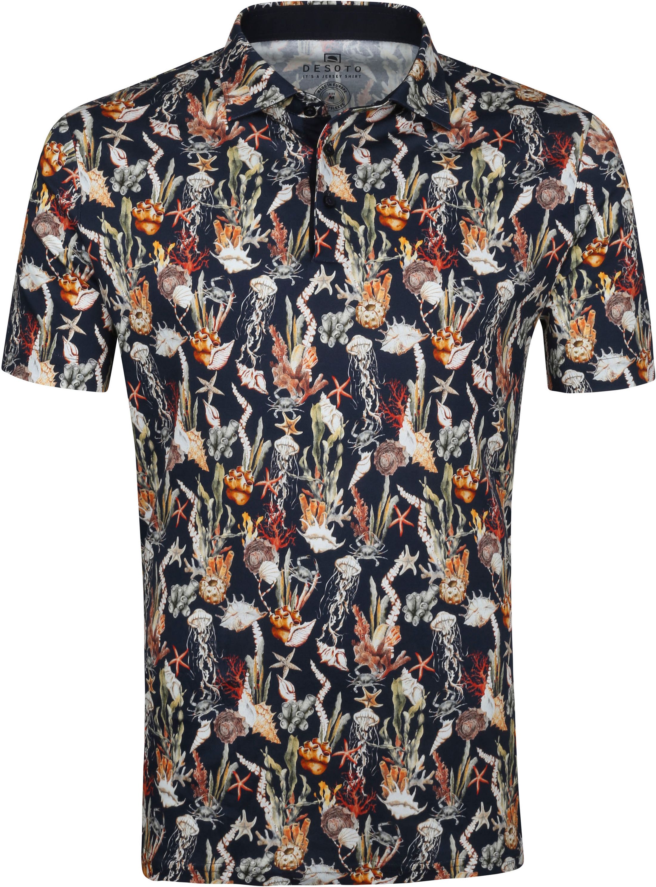 Desoto Polo Print Masketry Dark Blue 53438-3-955